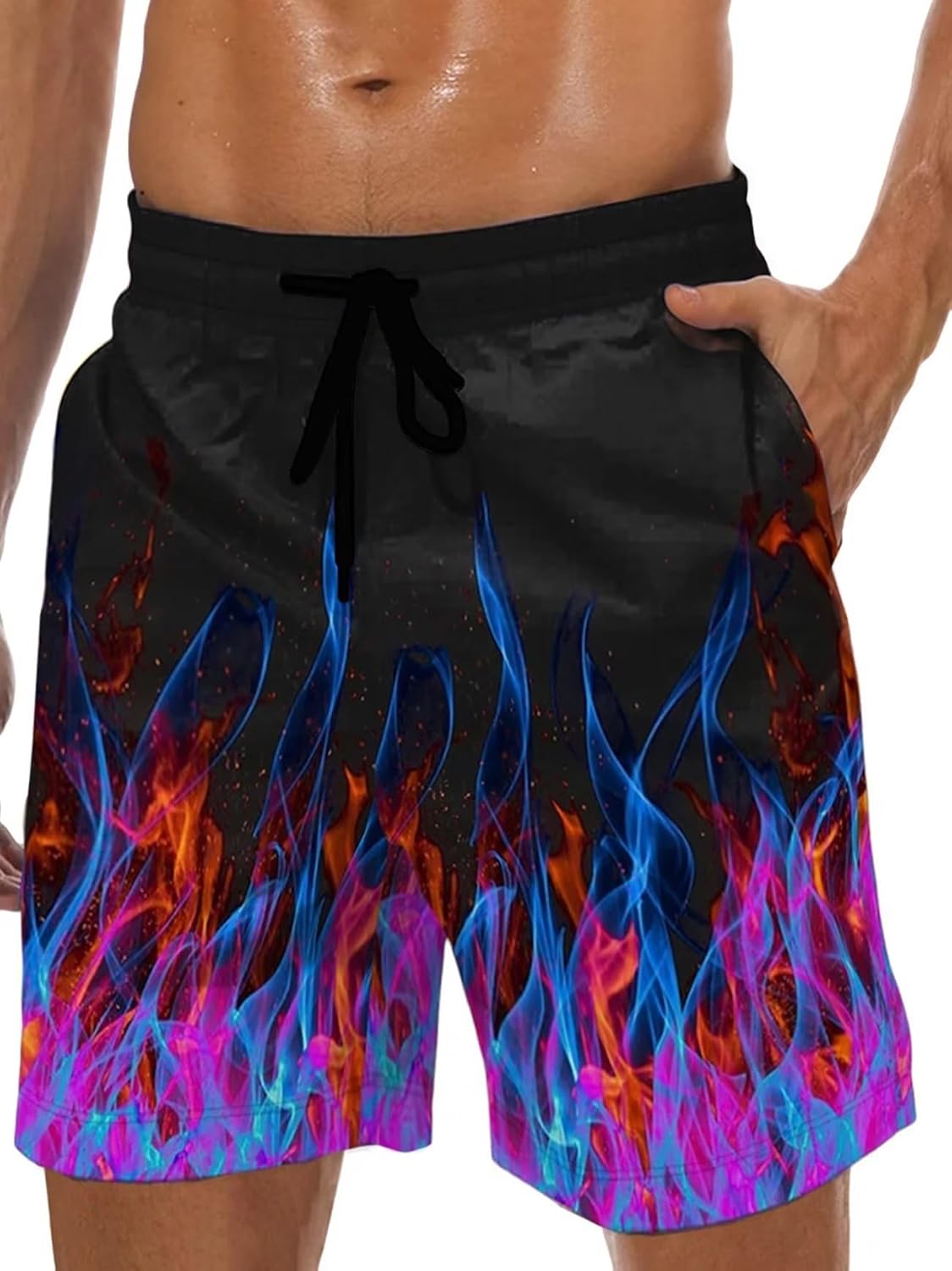 Detalle de Men's Swim Trunks Hawaiian Beach Shorts with Pockets