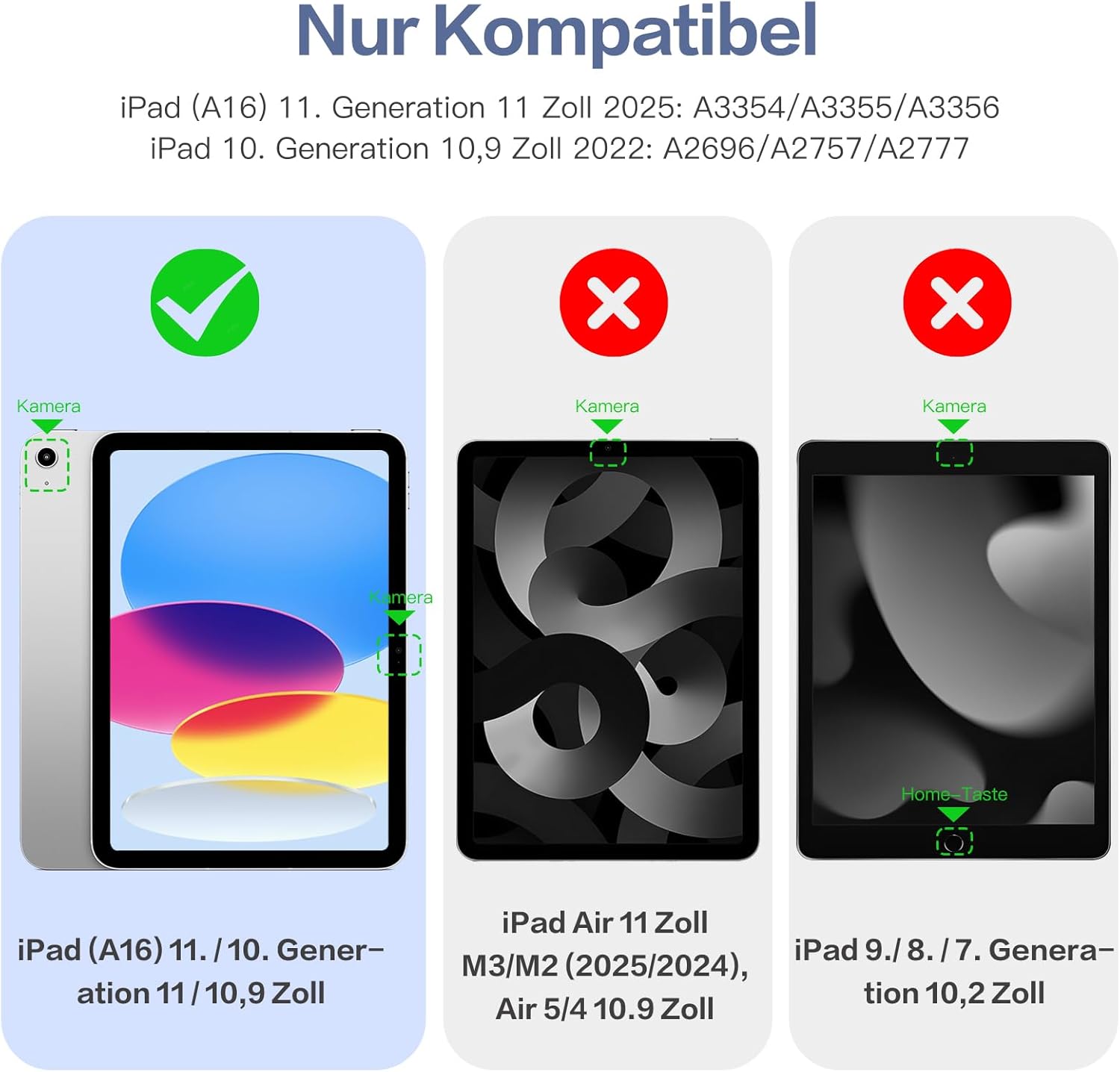 Thumbnail 2 de Vobafe Hülle für iPad A16 (11. Generation 2025) / iPad 10 (10,9 Zoll) mit Stifthalter, Touch-ID & Auto-Sleep-Wake (Navy, transparent)