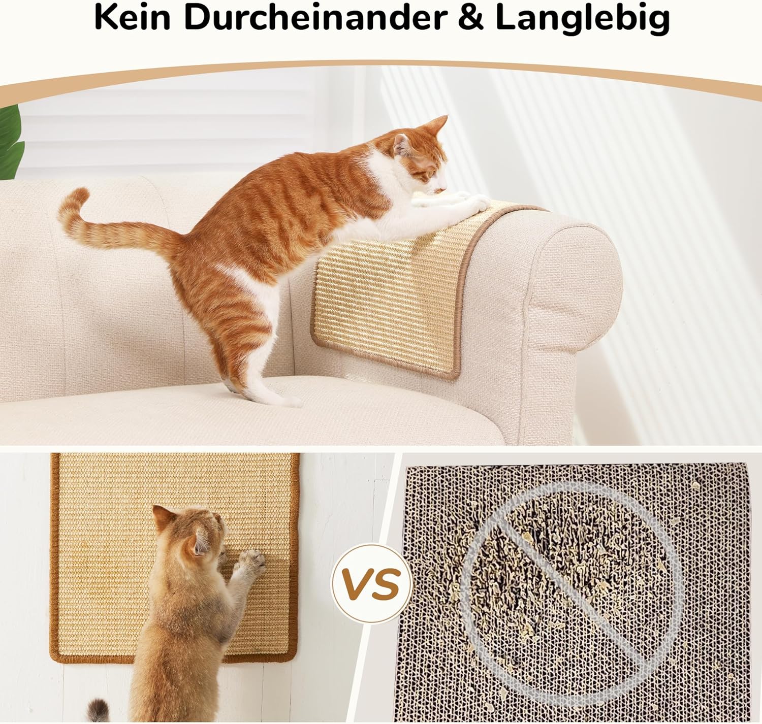 Thumbnail 4 de FUKUMARU Kratzmatte aus natürlichem Sisal (2er-Set) – 50 x 30 cm, fürs Kratzen an Boden & Wand