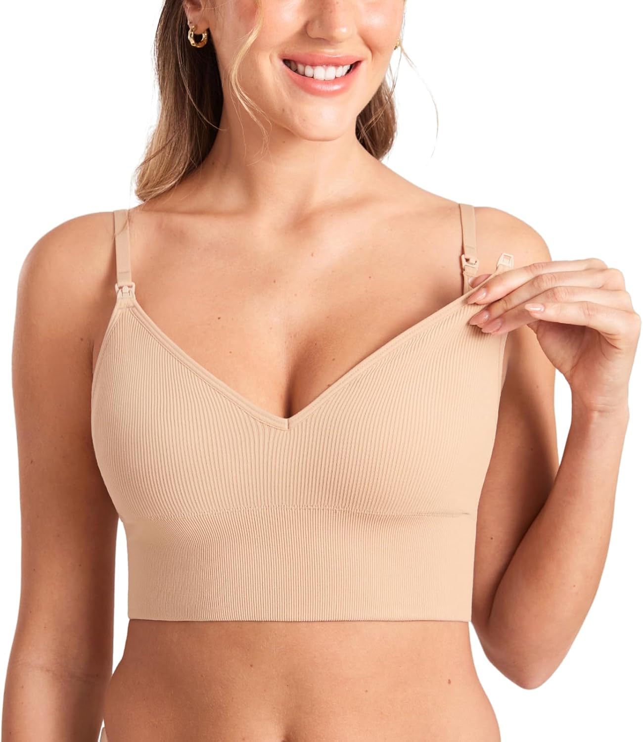Thumbnail 6 de MOMANDA Ribbed Nursing Bra: Longline Wireless Maternity Support for Sleep & Everyday Wear