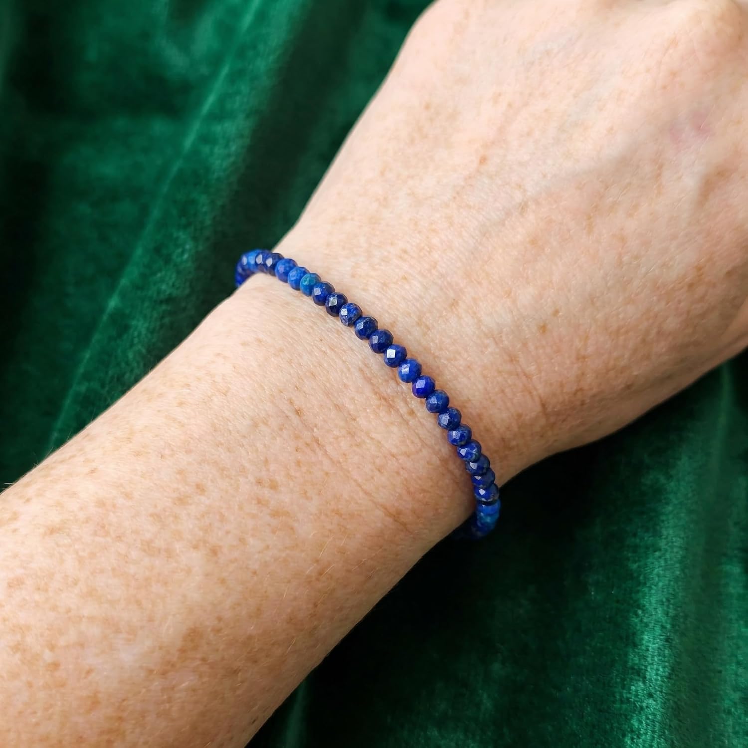 Detalle de Naturstein Armband 925 Sterling Silber – Rubin, Malachit, Lapislazuli oder Granat