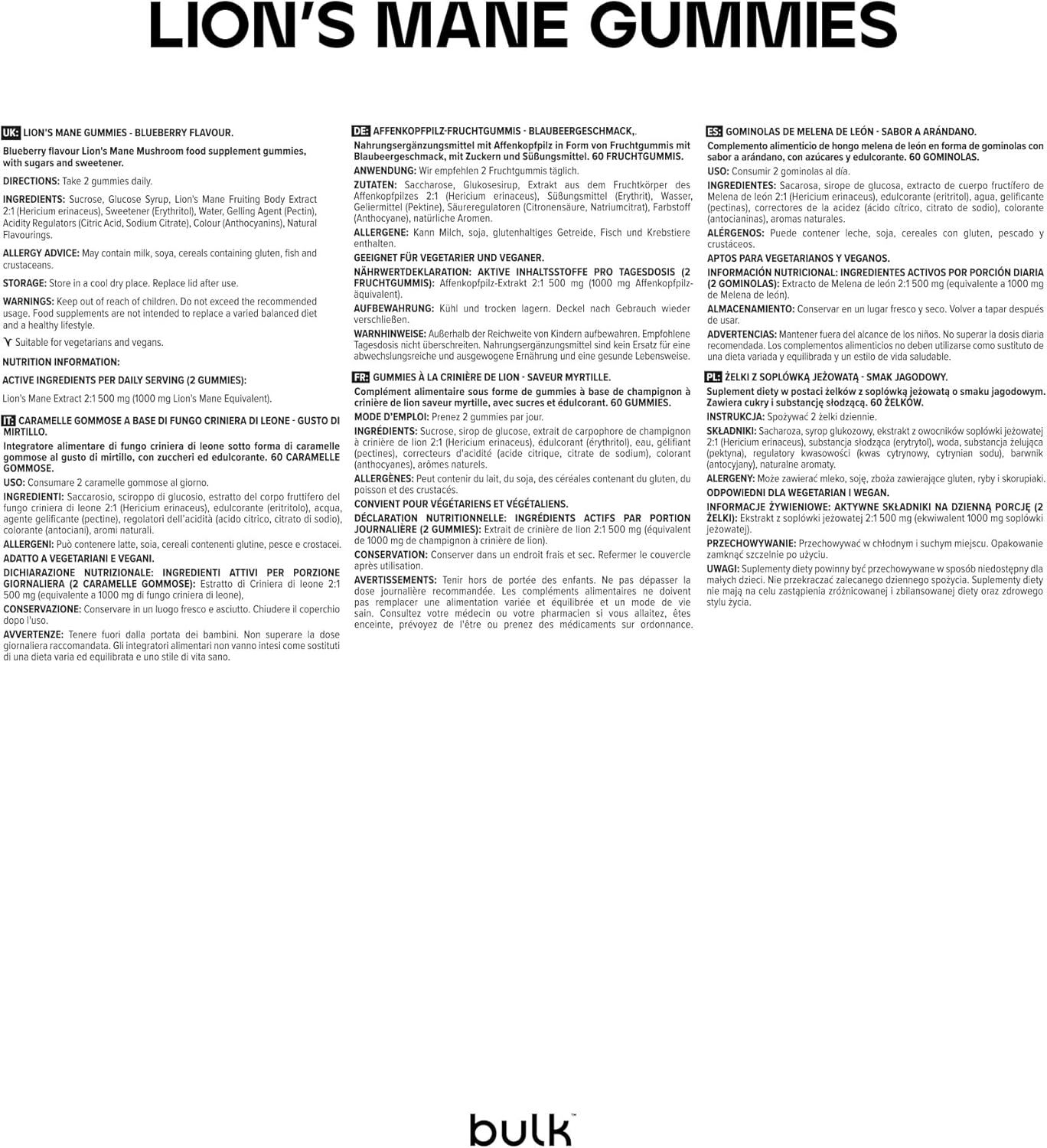 Thumbnail 4 de Bulk Lion's Mane 1000 mg caramelle 🍬