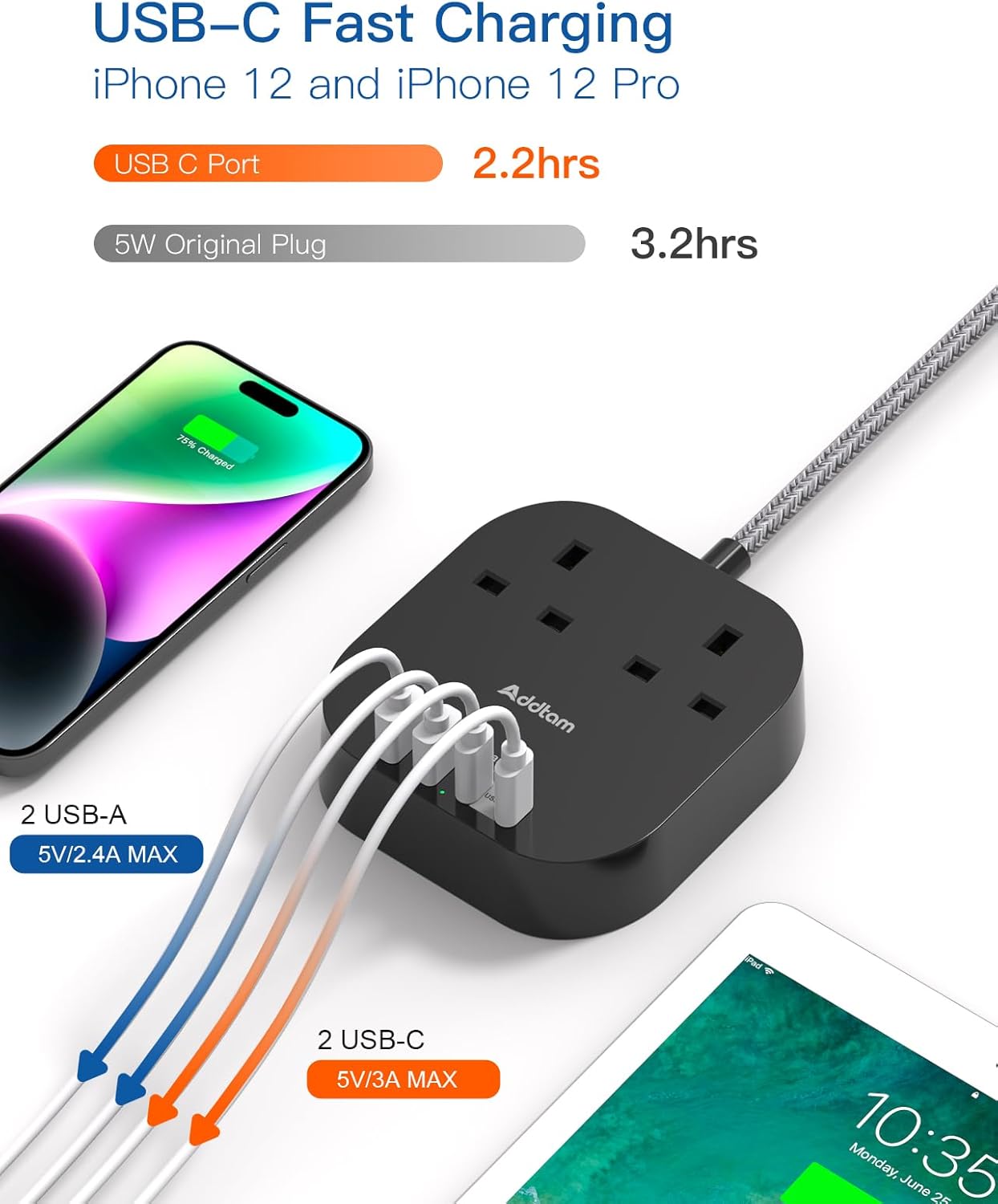 Thumbnail 2 de Extension Lead with USB Slots 4.5A UK