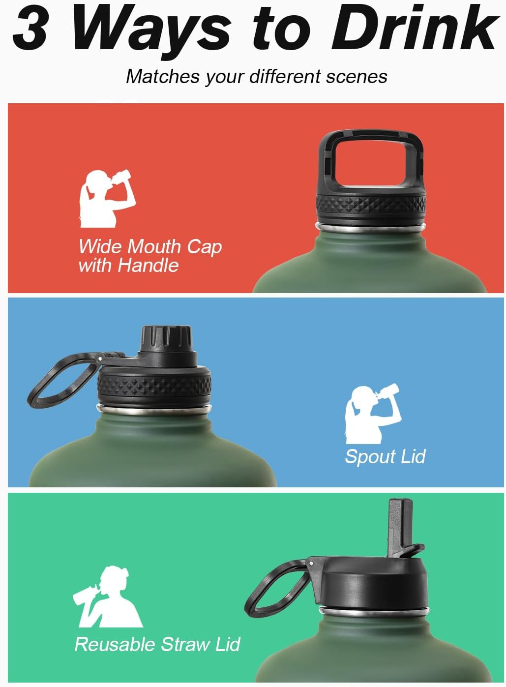 Detalle 1 de Coolflask Long-lasting Insulated Water Bottle, 128 oz Triple-Wall Jug