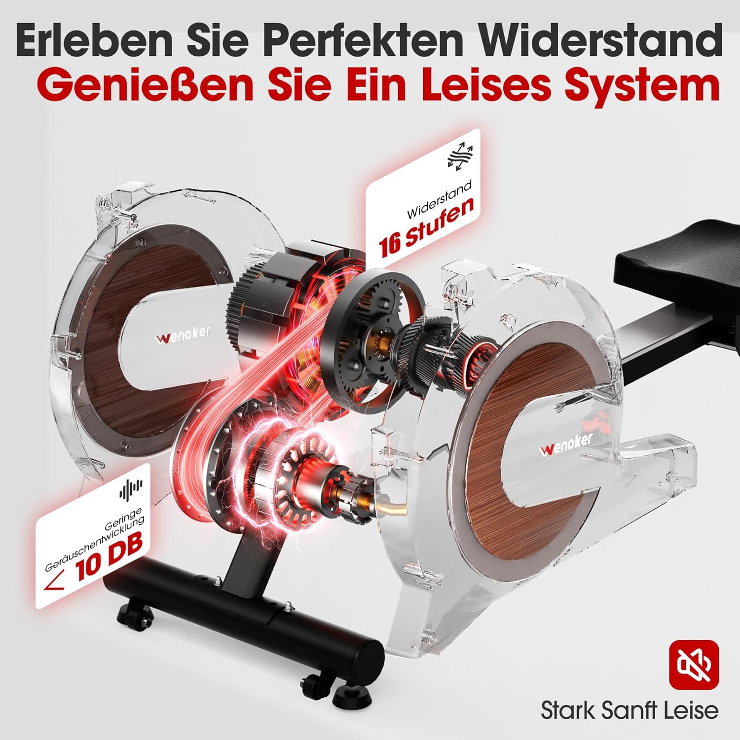 Thumbnail 2 de Wenoker Magnet-Rudergerät für Zuhause (16/32 Stufen), mit Bluetooth & App-Steuerung