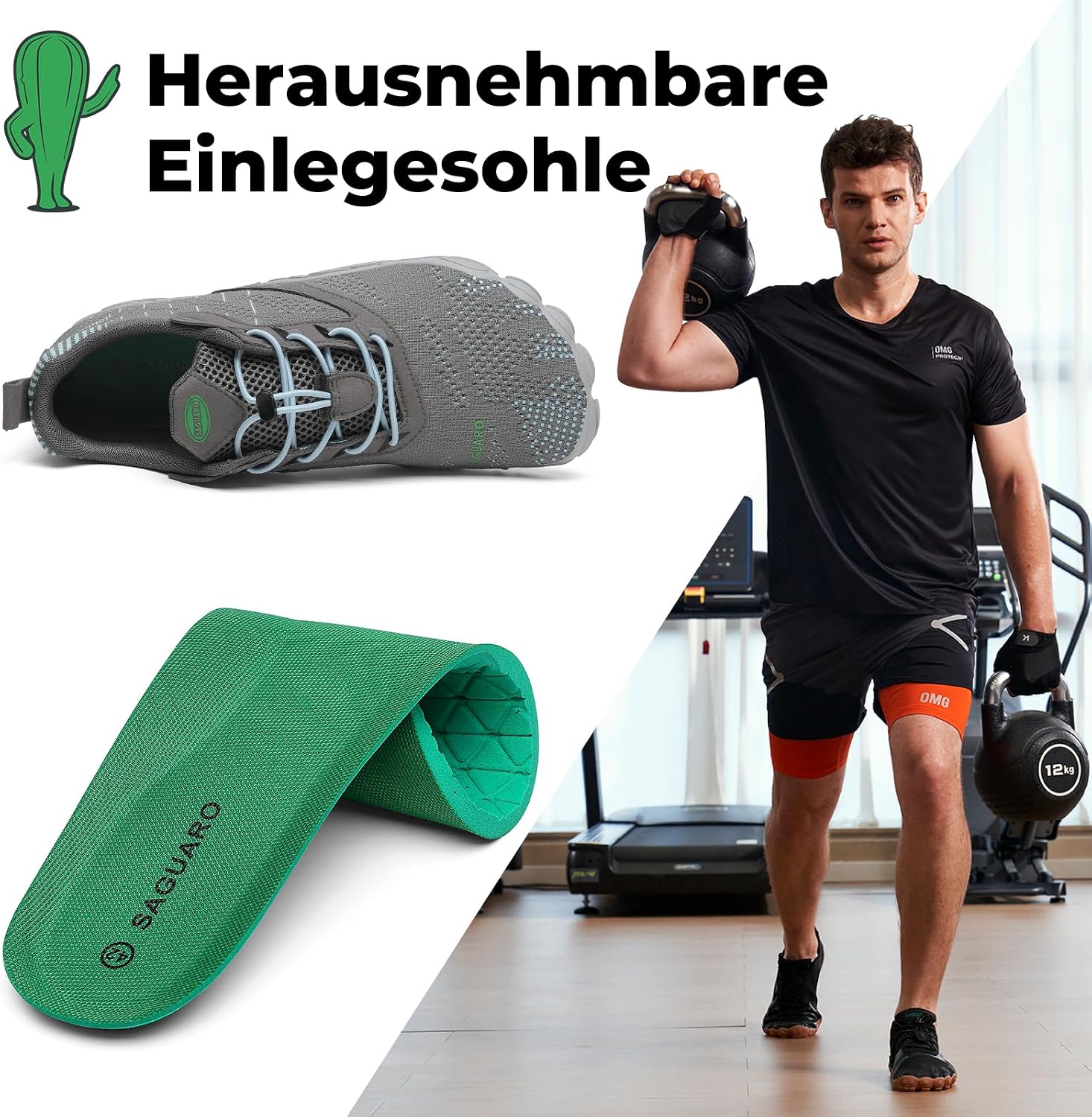 Detalle de SAGUARO Unisex Barfußschuhe Outdoor mit Zehenbereich und Zero-Drop-Sohle (Gr. 36–48)