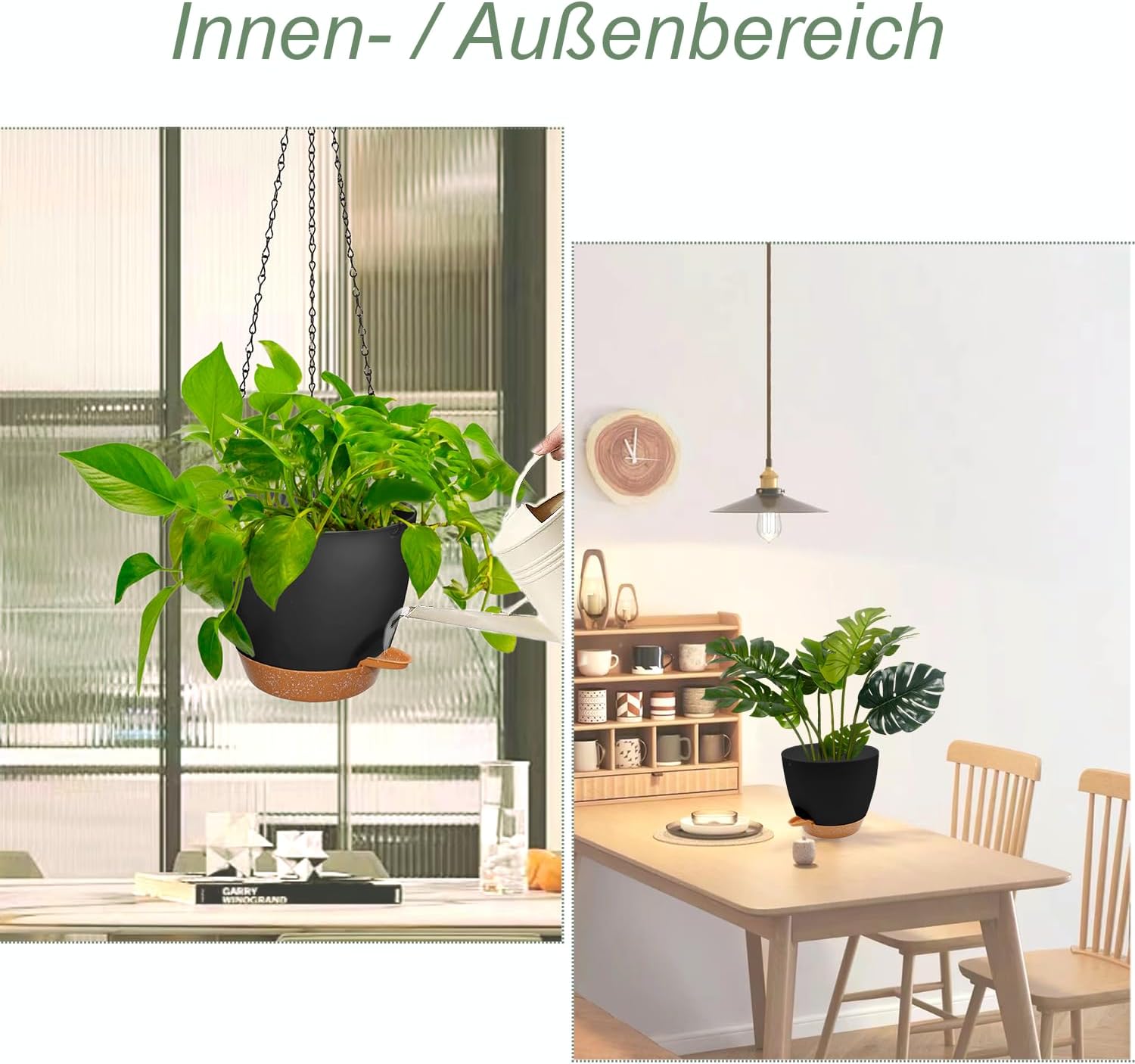 Thumbnail 5 de Hängender Blumentopf 2er Set 20,5 cm schwarz
