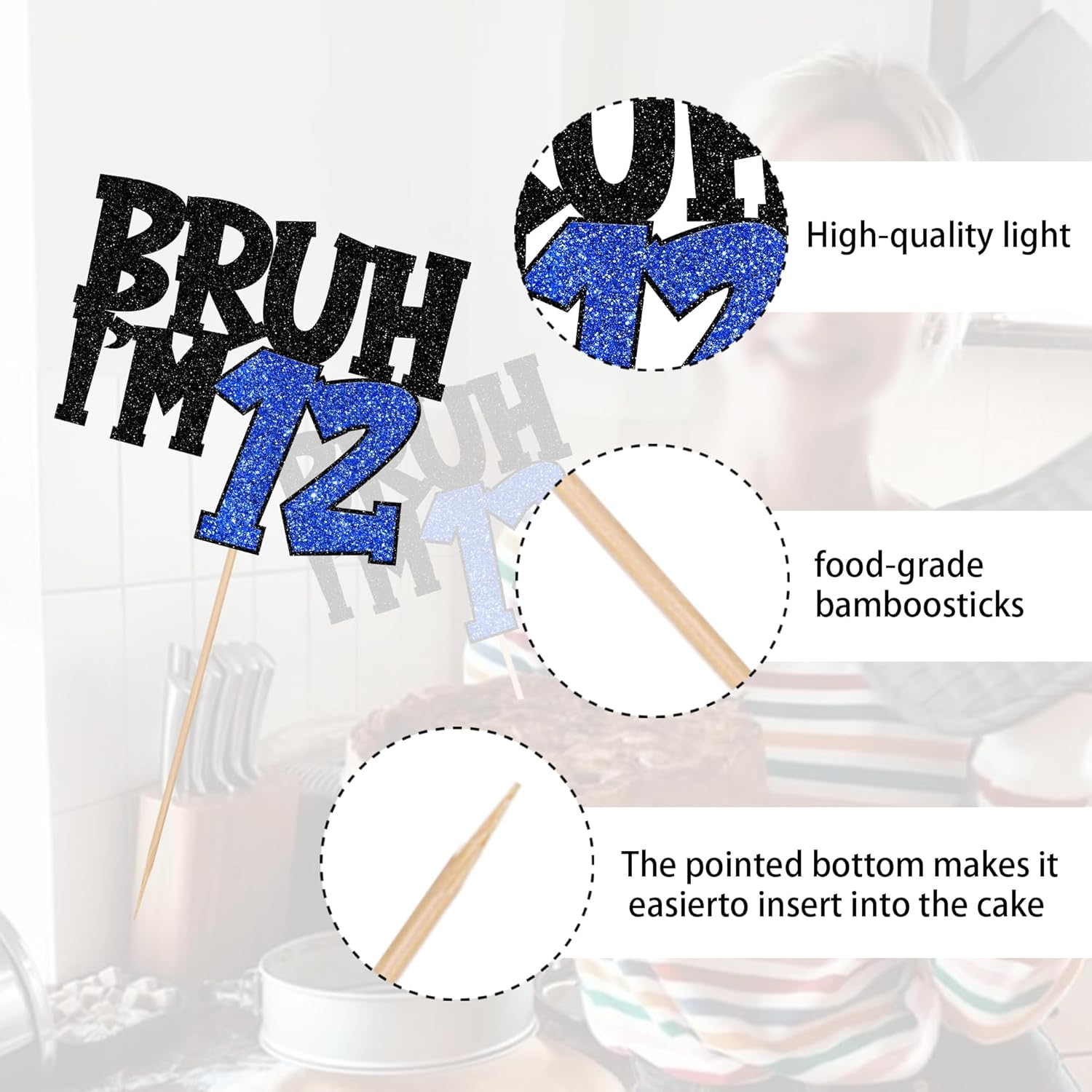 Detalle de BRUH I'm 12 Cake Topper — Tortendeko 12 🎂