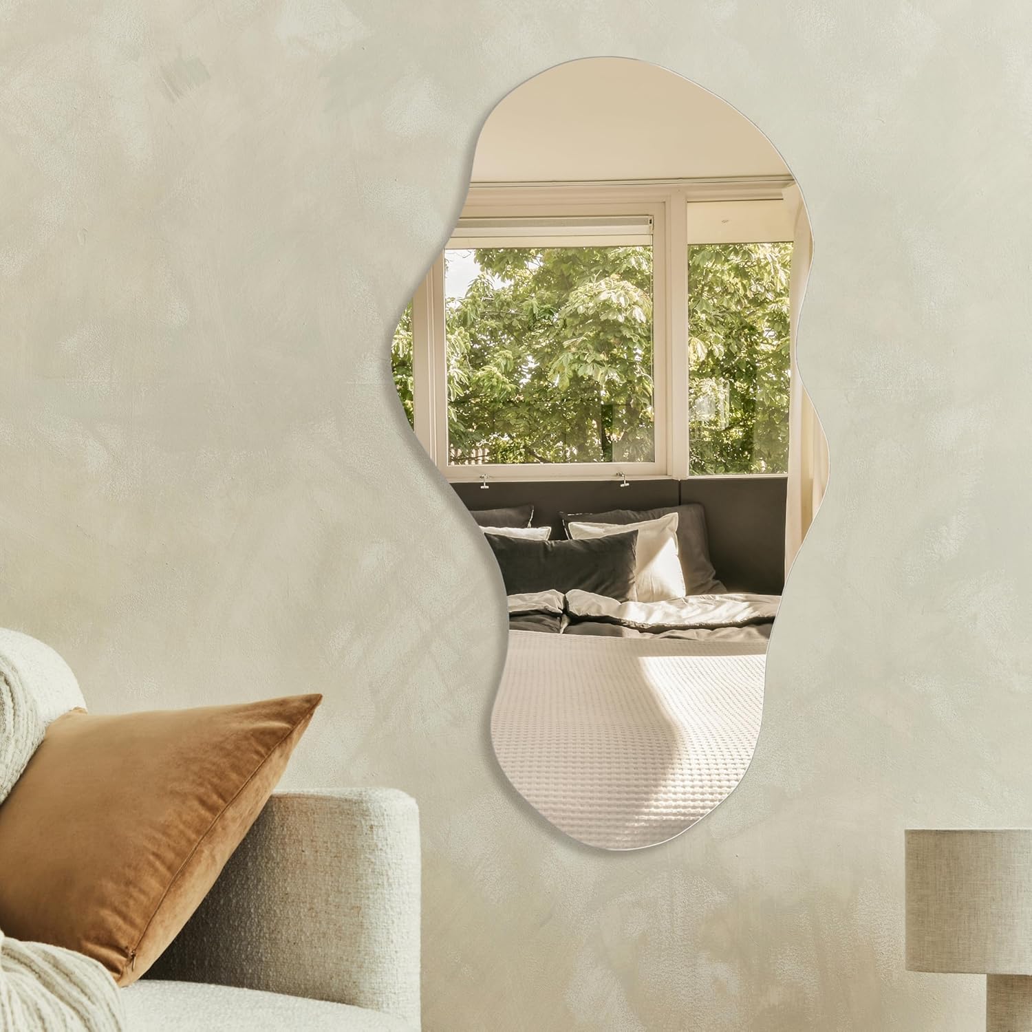 Detalle de PERFNIQUE Specchio irregolare da parete 100 x 61 cm, nuvola – senza cornice, riflesso HD