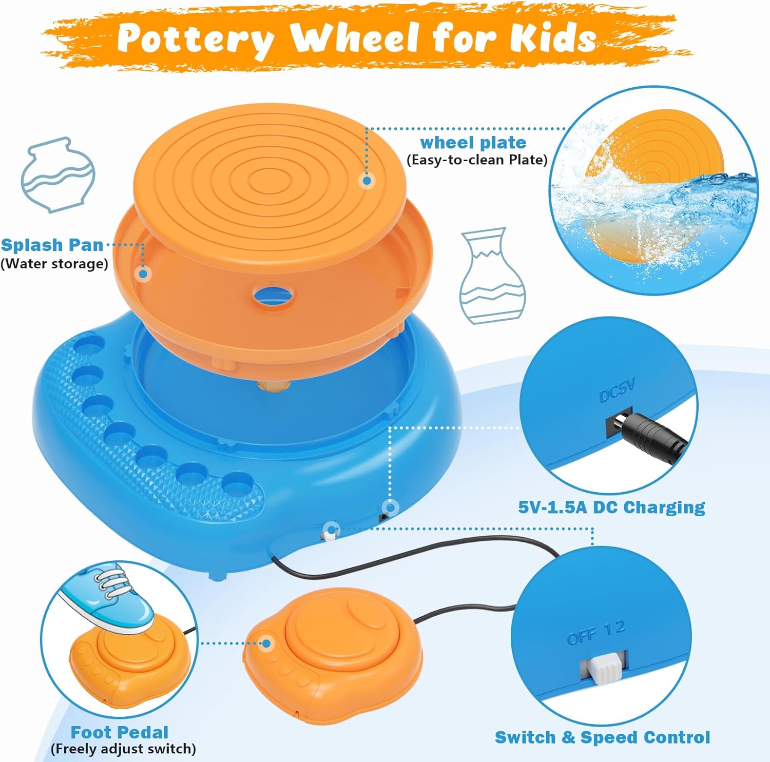 Detalle de TingingYuli Plato de alfarería para niños 8-12 años