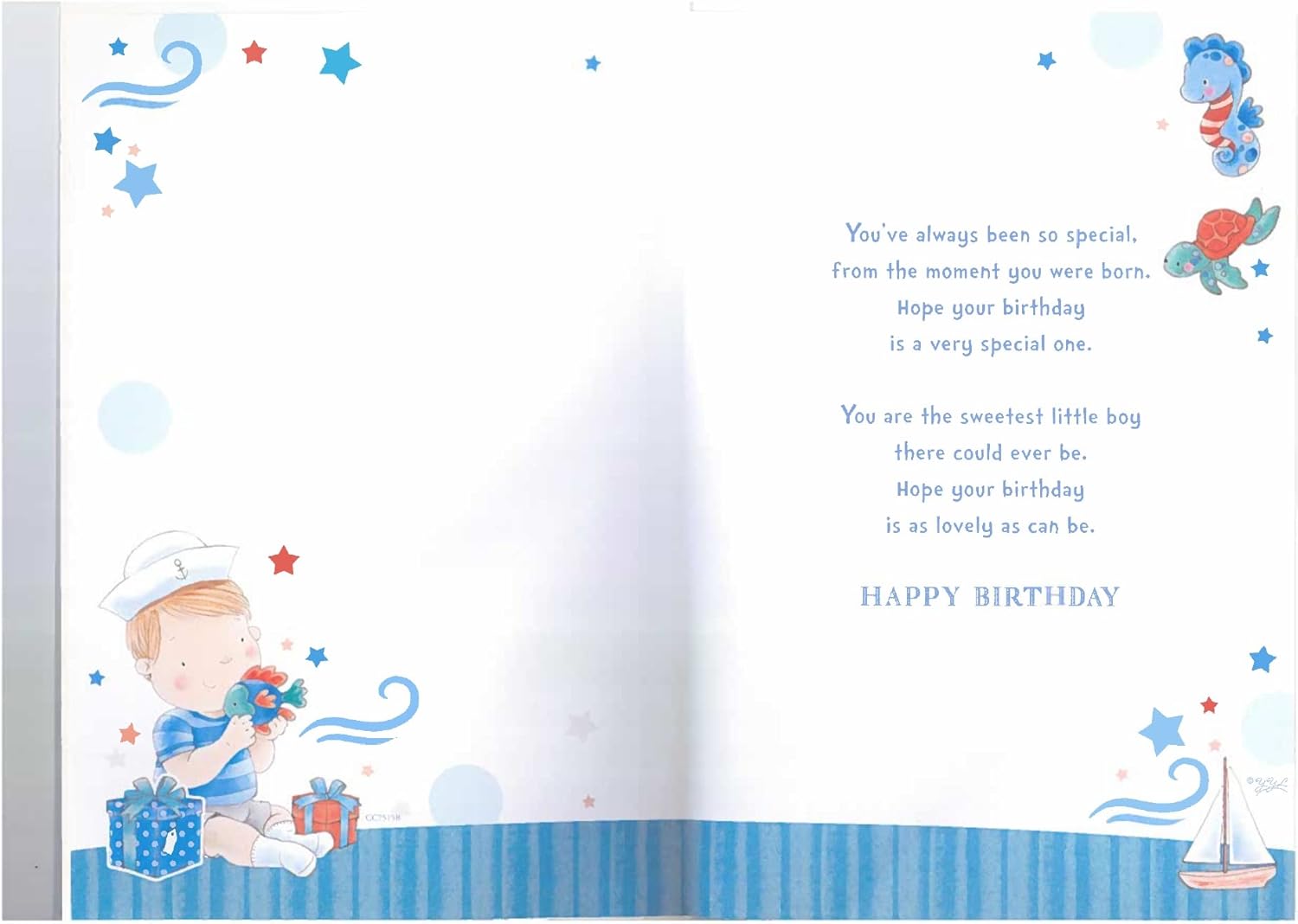 Detalle 2 de Sensations / Xpress Yourself Birthday Card for Great Grandson – Animated Sailor Boy Design, 1st Birthday, Includes Badge & Envelope, 22.8 x 15.3 cm