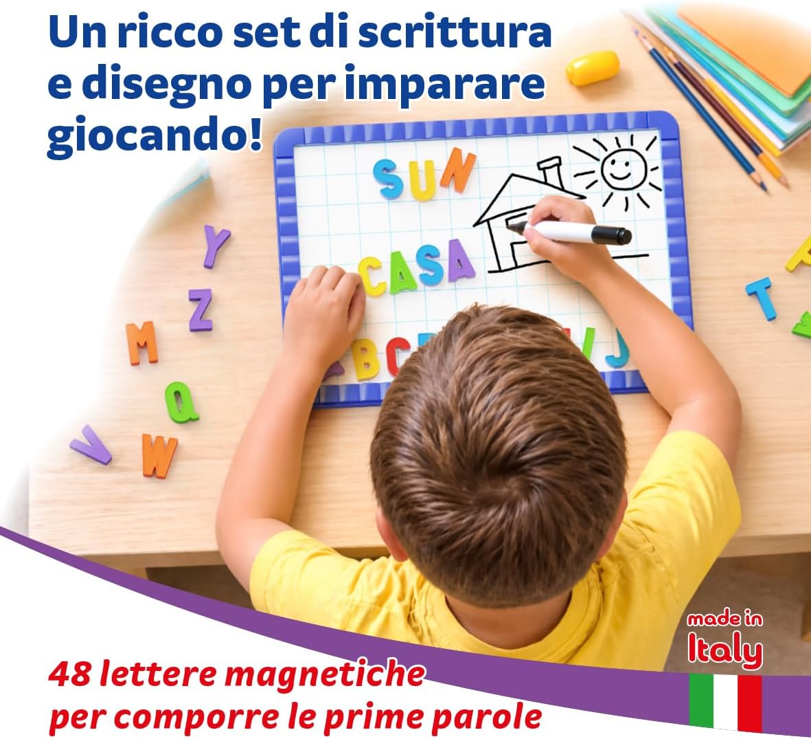 Thumbnail 3 de Quercetti Magnetino Letters Basic: lavagna magnetica con 48 lettere colorate per imparare l’alfabeto