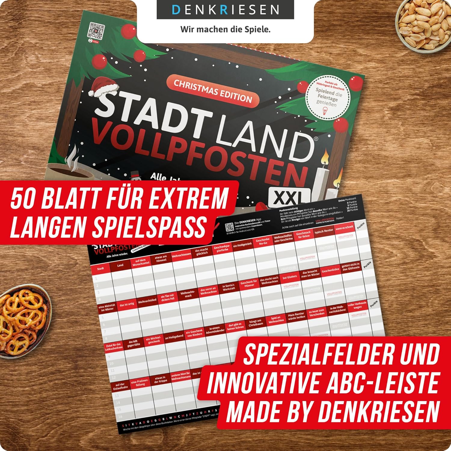 Thumbnail 3 de DENKRIESEN Stadt Land VOLLPFOSTEN® – Christmas Edition „Alle Jahre wieder“ (A3) Weihnachtsspiel