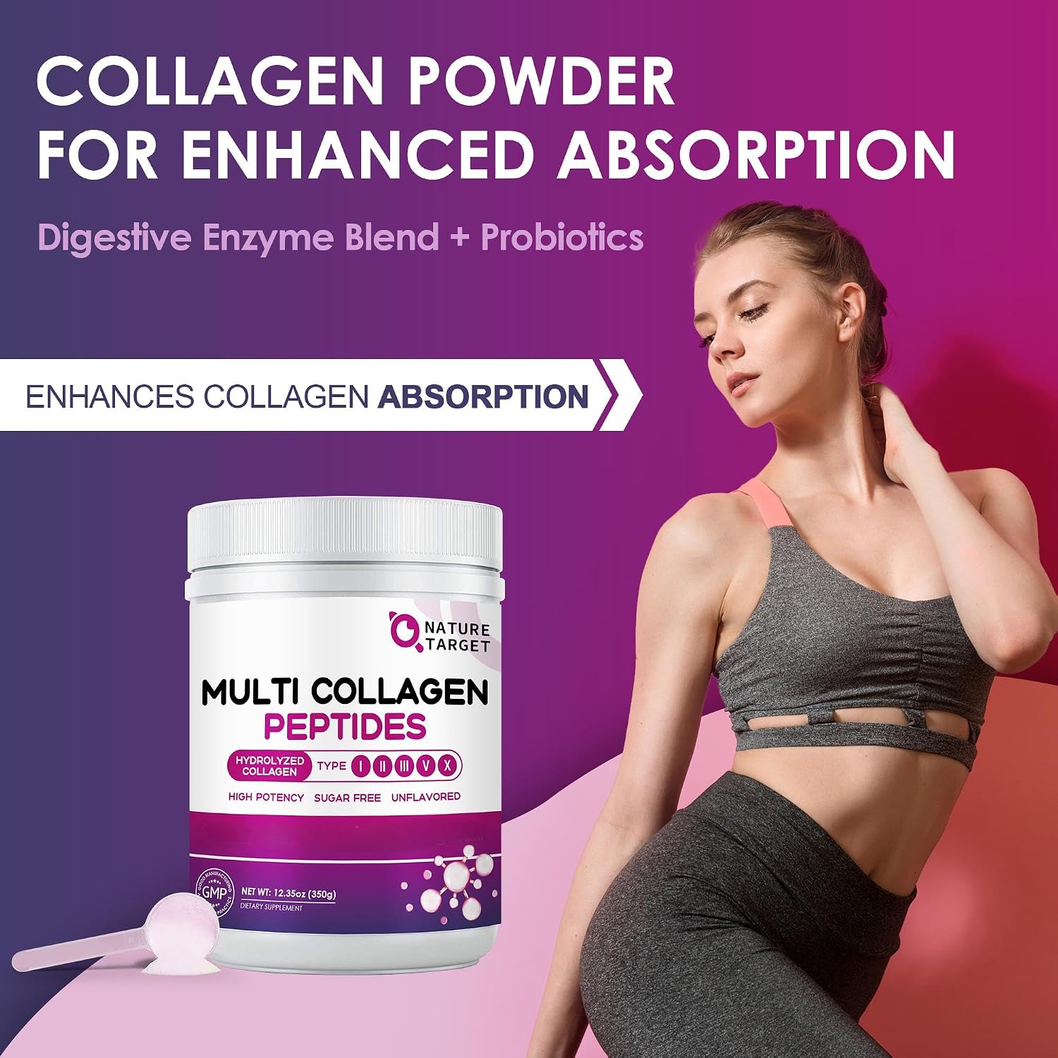 Detalle 1 de NATURE TARGET NT-JYDBTG-F30 Multi Collagen Peptides Powder, 35 Servings