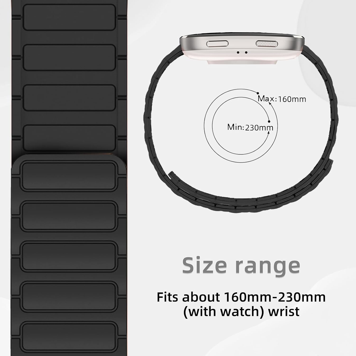 Detalle 2 de RosMank 22mm Silicone Watch Band – Magnetic Replacement Strap for Amazfit and More (22mm)
