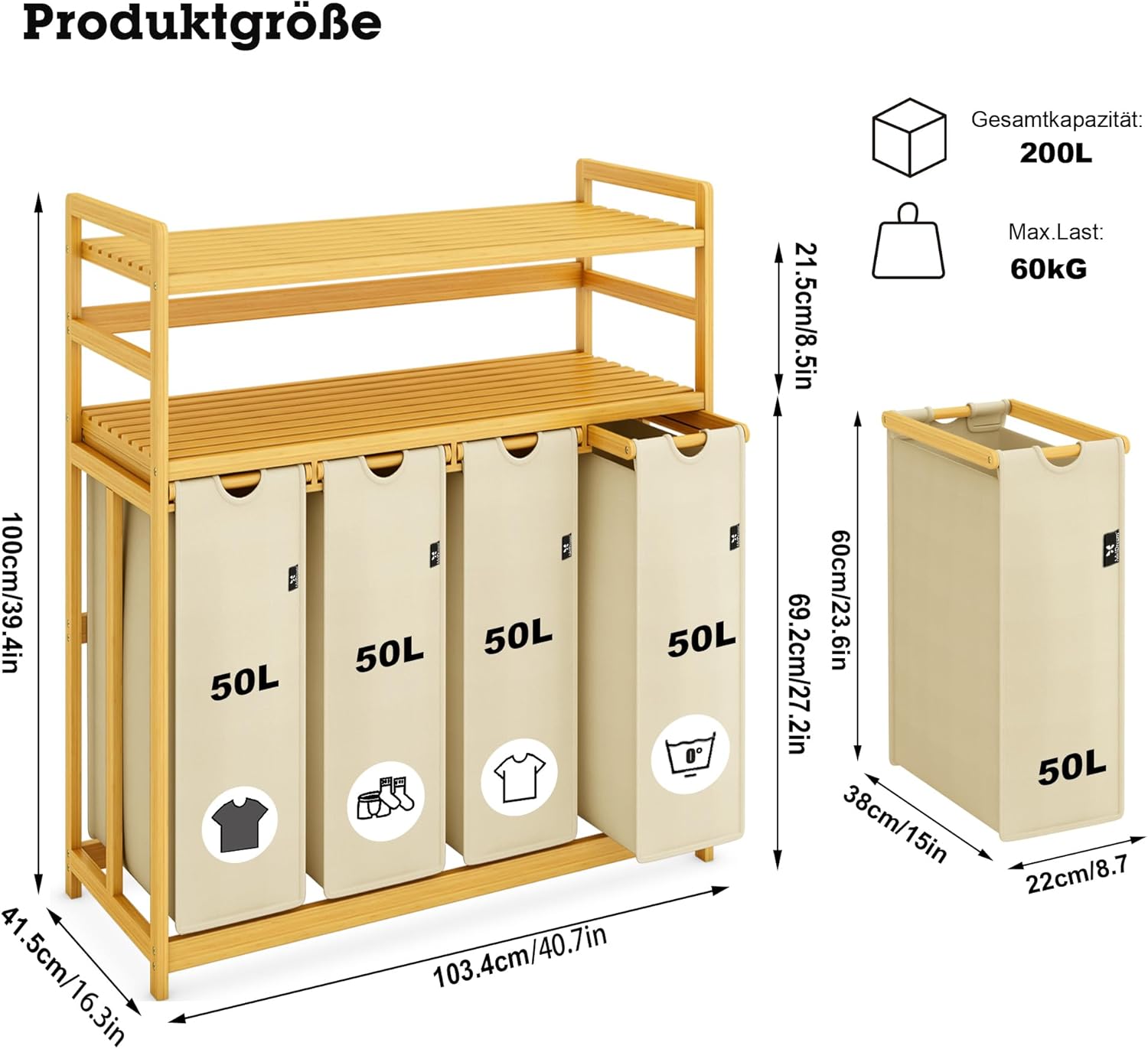 Thumbnail 2 de AdelDream Premium Wäschekorb 200L