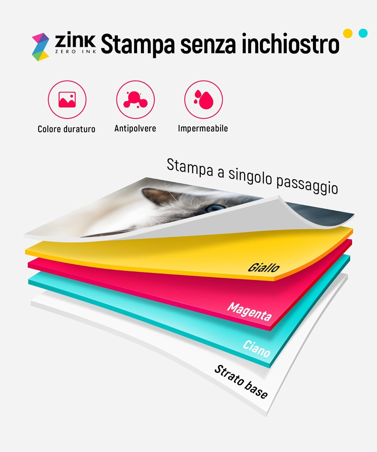 Detalle de Liene Pearl K100: stampante fotografica istantanea 2x3'' con 50 fogli adesivi e stampa Bluetooth