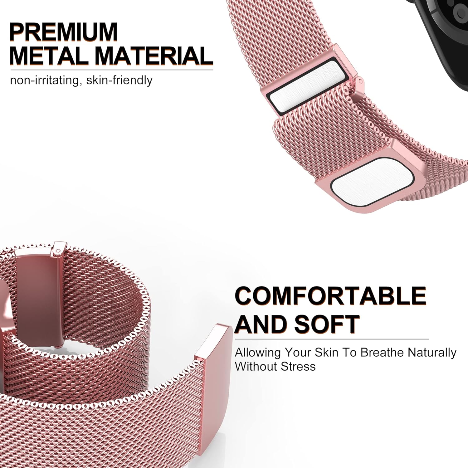 Thumbnail 2 de Higgs Metal Strap for Apple Watch (Rosepink) – Dual Magnetic Adjustable Replacement Band