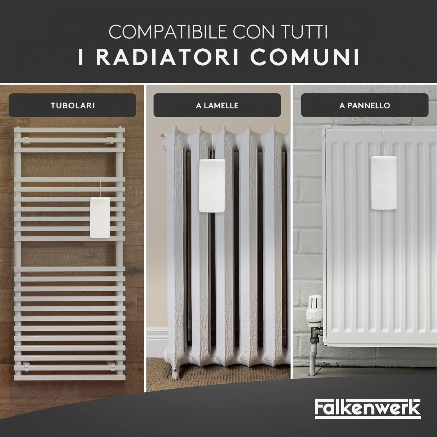Detalle 2 de FALKENWERK Umidificatore Termosifoni per Radiatori in Ceramica (3 pezzi) – Umidificatore Sostenibile, Bianco