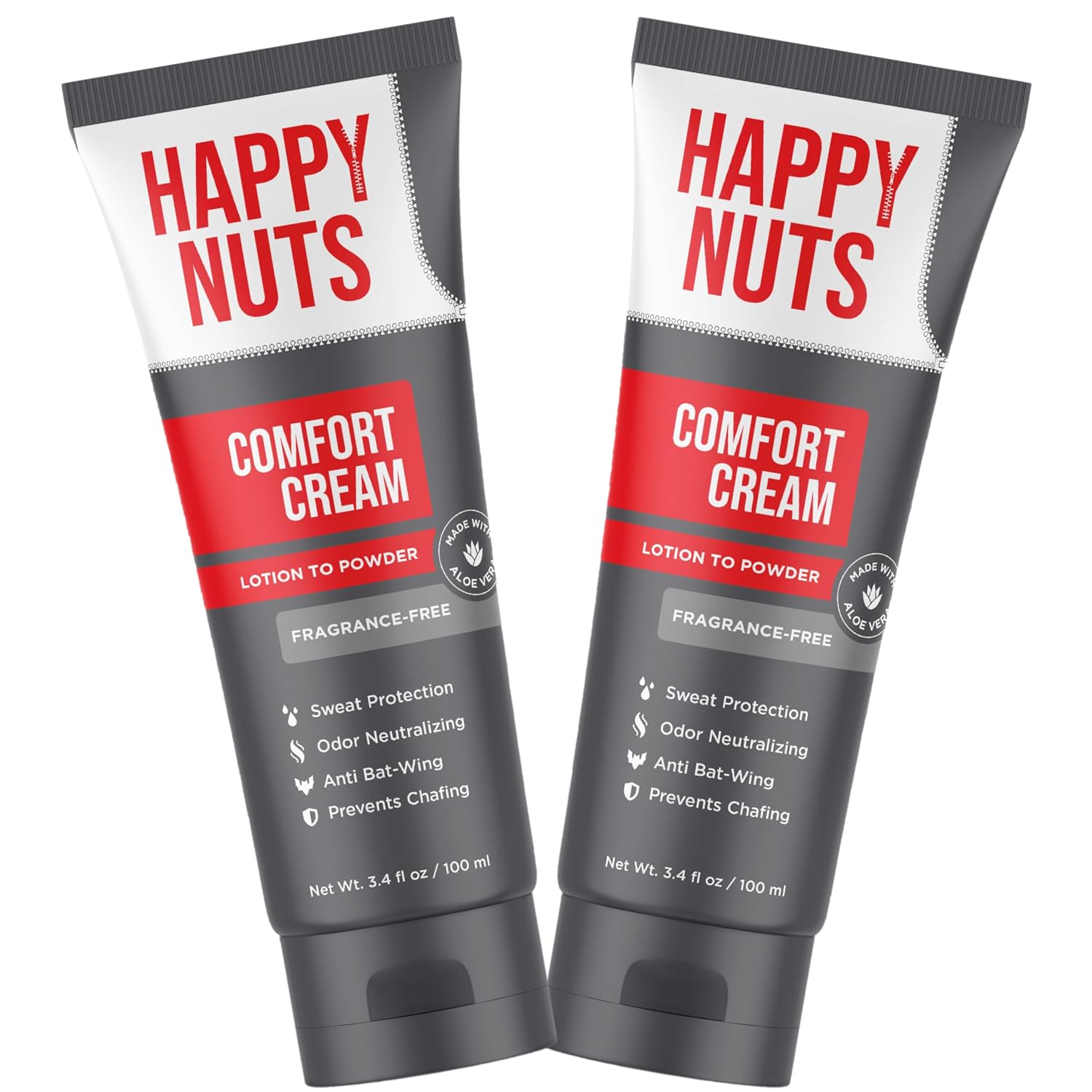 Detalle de HAPPY NUTS Comfort Cream Deodorant for Men — Aluminum-Free Lotion-to-Powder Odor and Sweat Defense (2-Pack, Fragrance-Free)