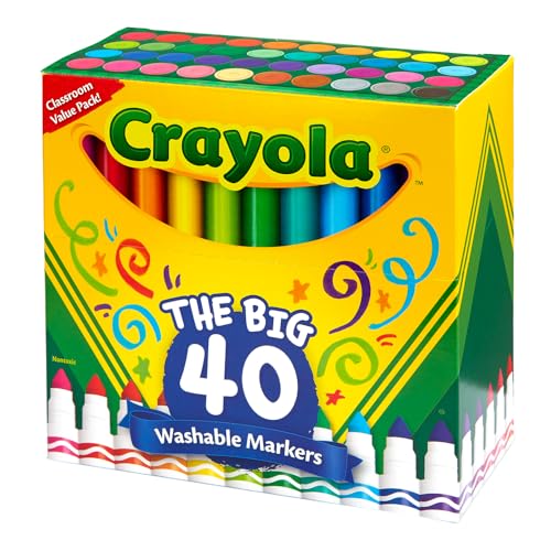 Detalle de Crayola Ultra Clean Washable Markers (40ct) – Broad Line Art Markers for Kids