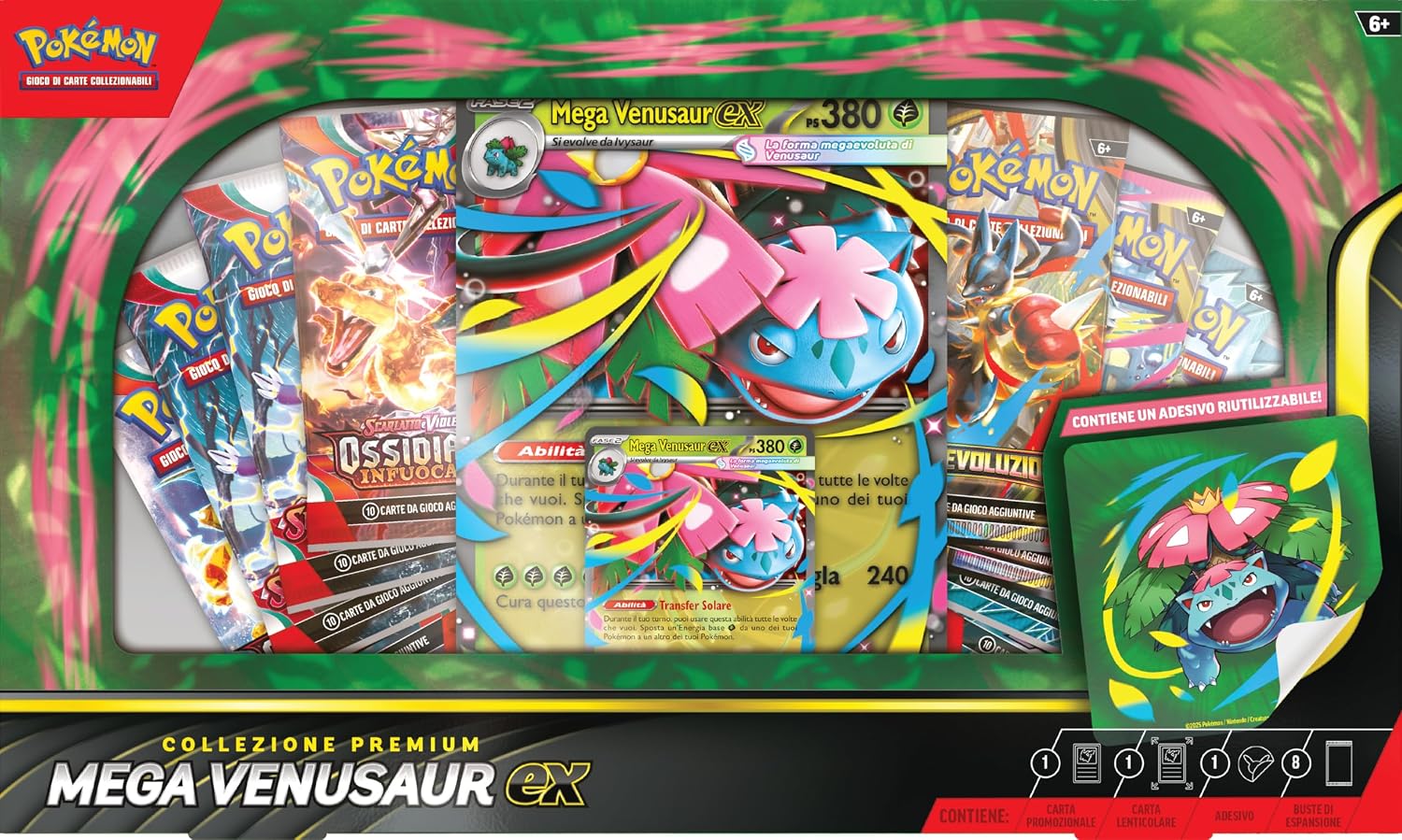 Detalle 1 de Pokémon collezione premium Mega Venusaur-ex con 8 buste
