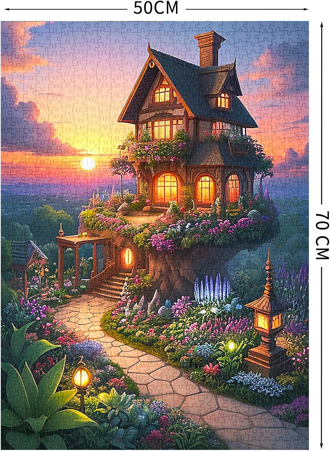 Detalle 2 de Puzzle 1000 Teile MĂ€rchenhaus im Garten đ§©