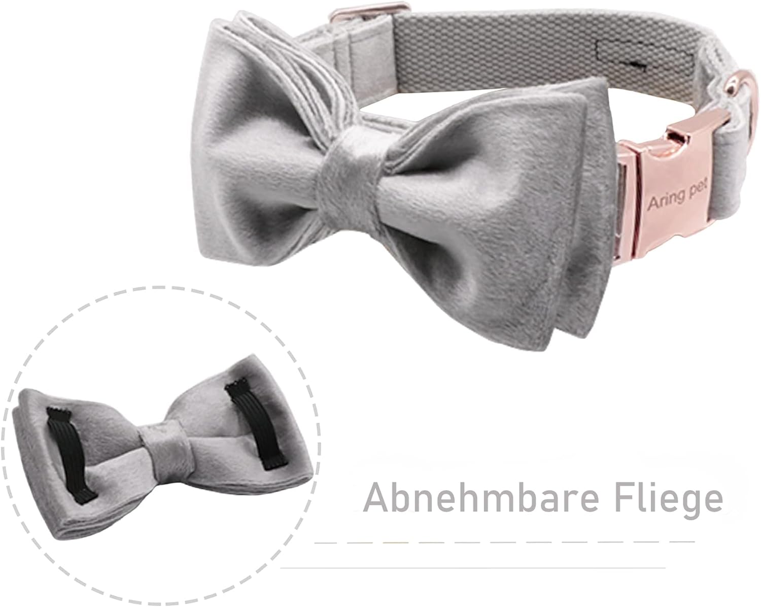 Thumbnail 1 de ARING PET Fliege Hundehalsband aus Samt mit abnehmbarer Fliege – verstellbar, weich & langlebig