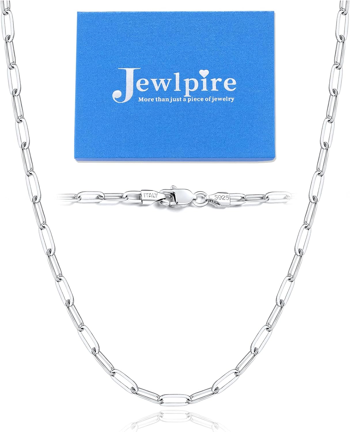 Detalle 2 de Jewlpire Paperclip Chain Necklace, 925 Sterling Silver