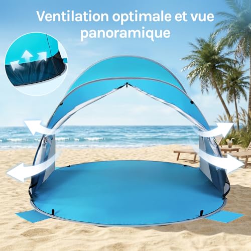 Detalle de Wolfwise Abris de plage Pop Up UPF 50+ pour 3–4 personnes