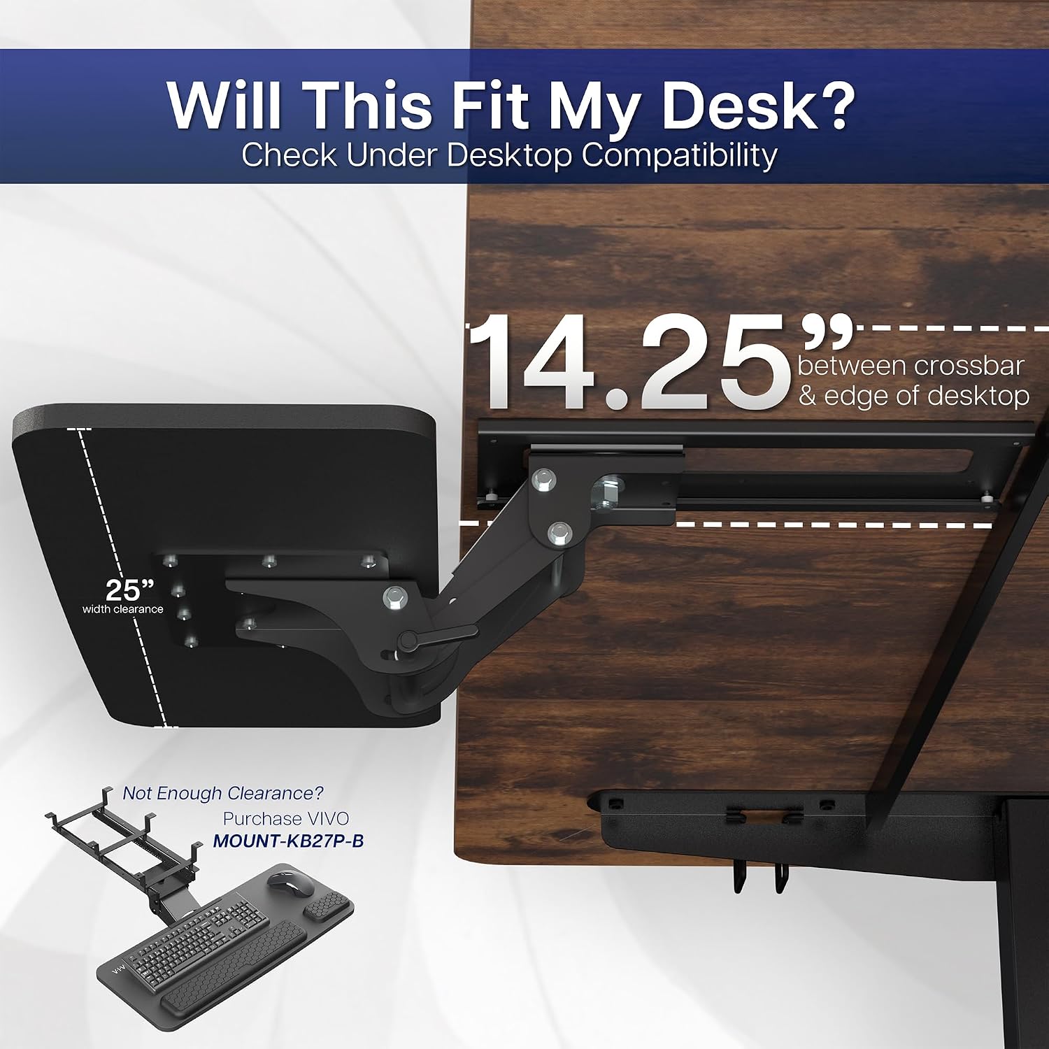 Thumbnail 3 de VIVO Under-Desk Keyboard Tray, 25 x 10 in