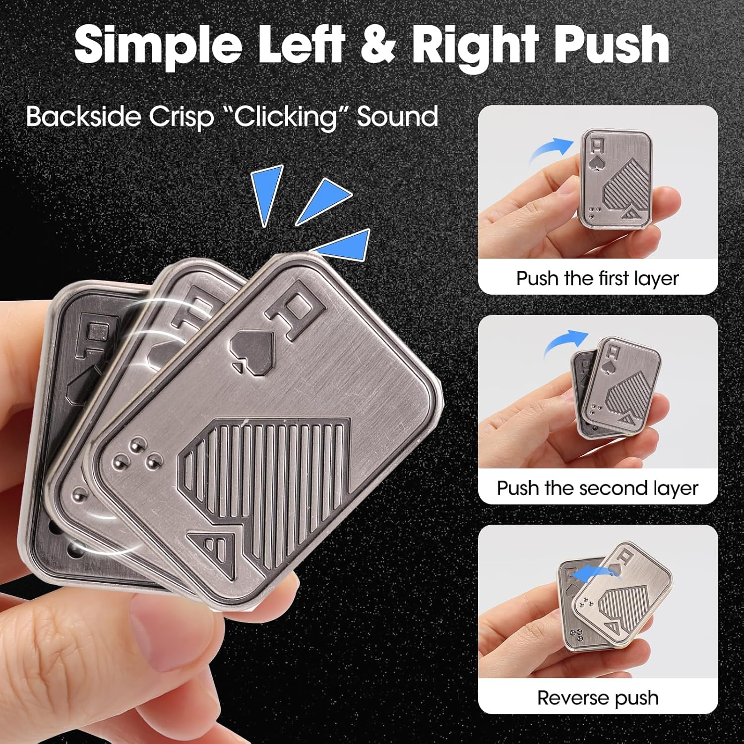 Thumbnail 2 de Bufccy Fidget Slider Metal Poker Push Card (Silver A) — magnetic hand spinner for adults