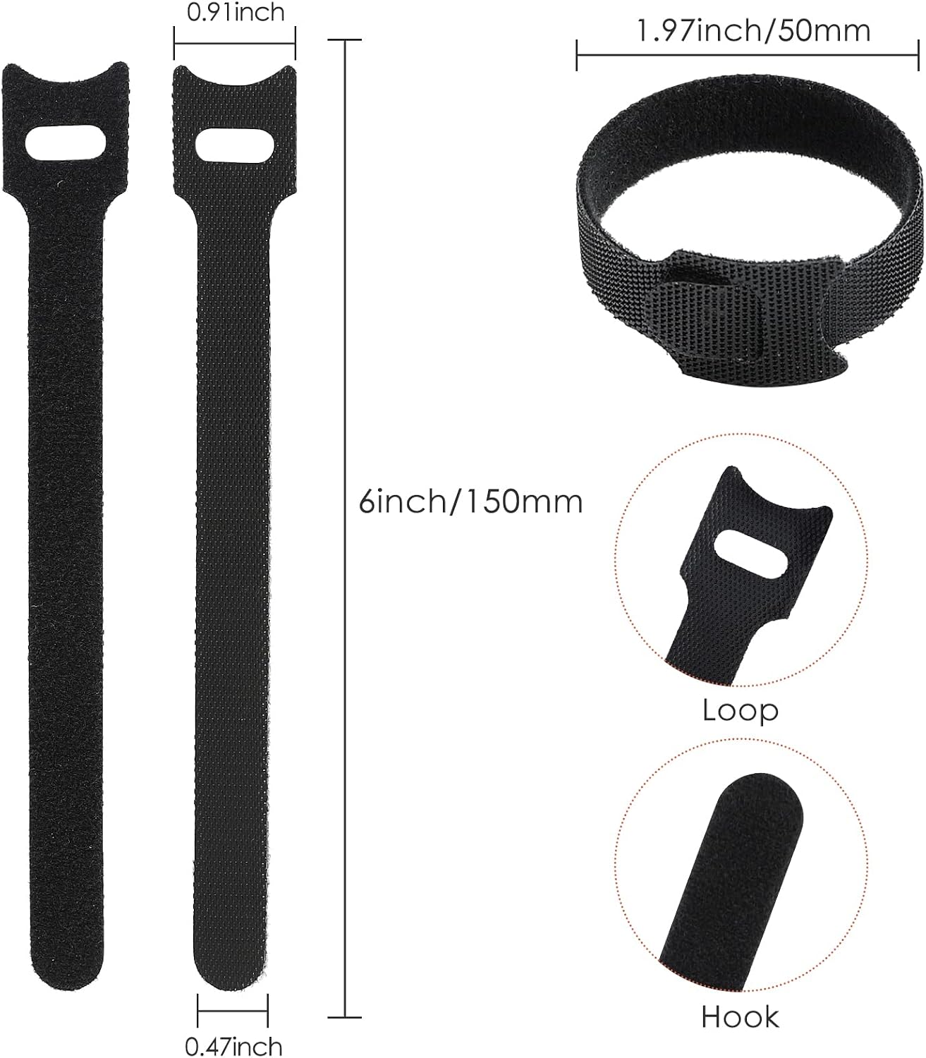 Thumbnail 1 de Mvyc MVYC -120 - Colorful Reusable Cable Ties, 6-Inch Microfiber, 5 Colors