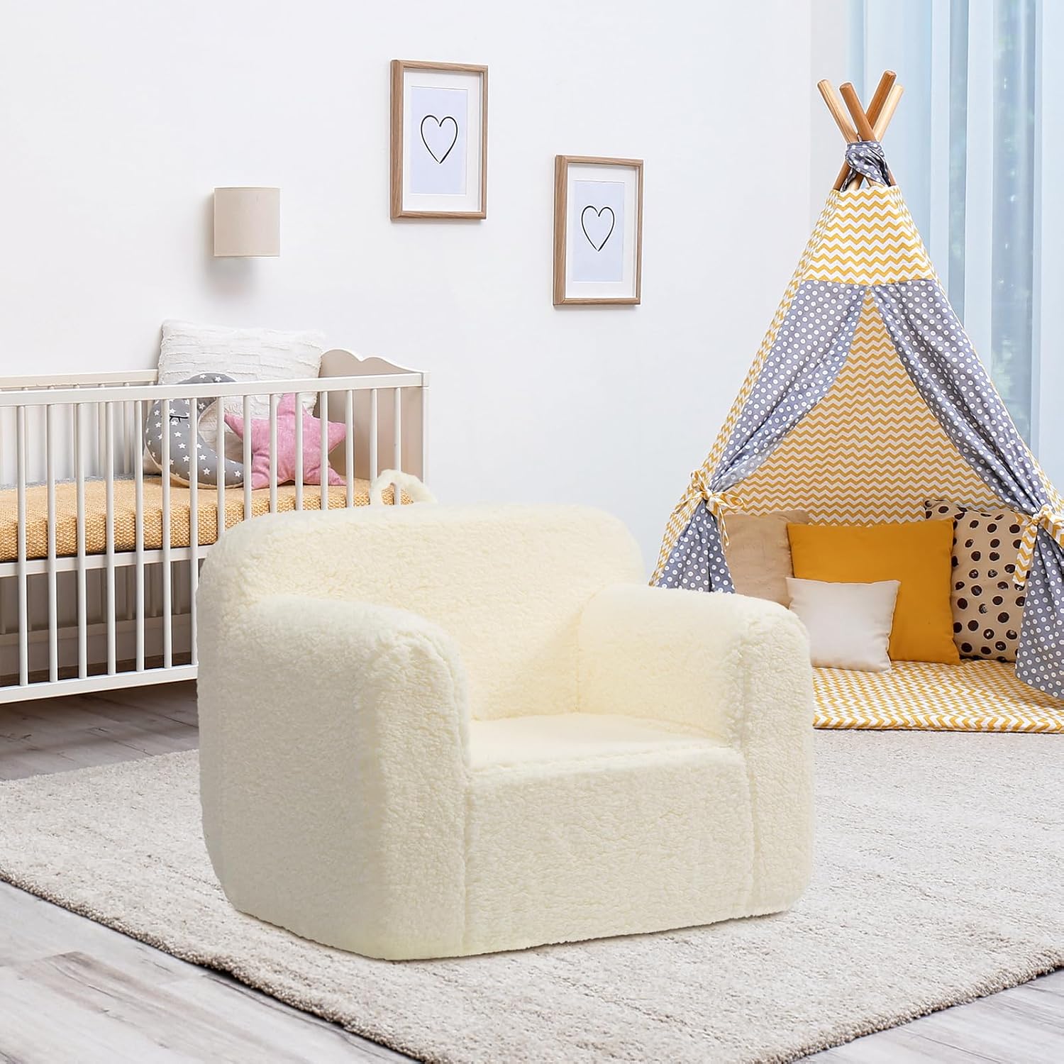 Detalle de BEJOY Kindersofa – Ultra-weicher Schaumstoff-Kindersessel, Creme
