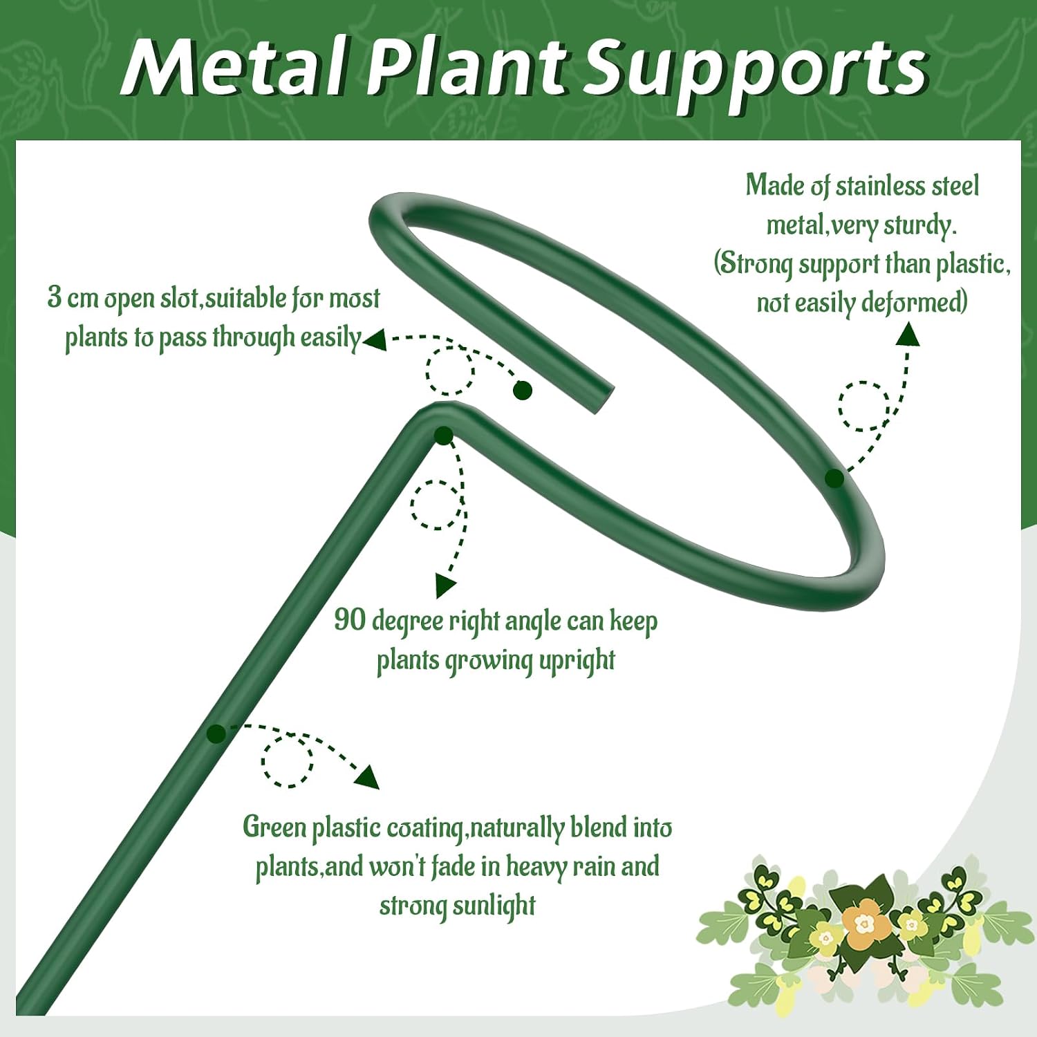 Thumbnail 2 de Hanotic 6Pcs Plant Support Stakes 30cm 60cm 90cm