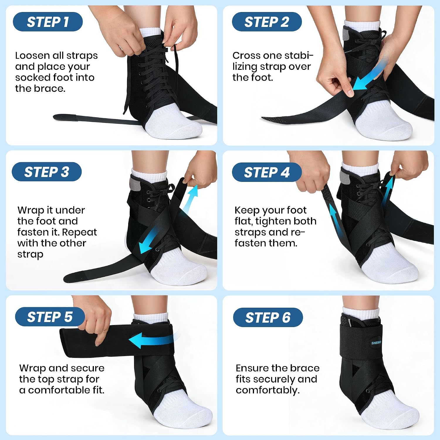Detalle 2 de SNEINO Lace-Up Ankle Brace (Medium) for Sprained Ankle, Achilles & Tendon Support