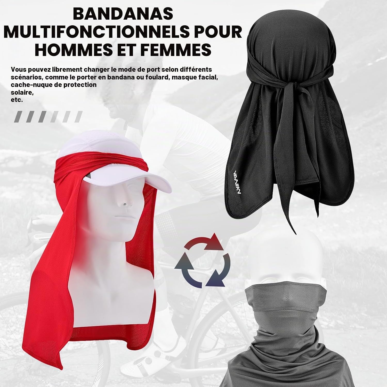 Detalle 2 de Doodshoofdbandana 3-in-1 voor dames en heren, ademend en met uv-bescherming