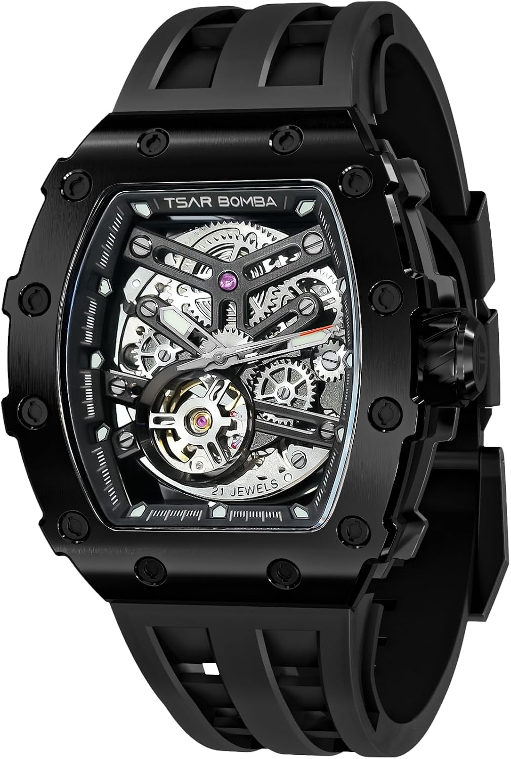 Detalle de TSAR BOMBA montre squelette automatique tonneau étanche 50 m — bracelet 22 mm