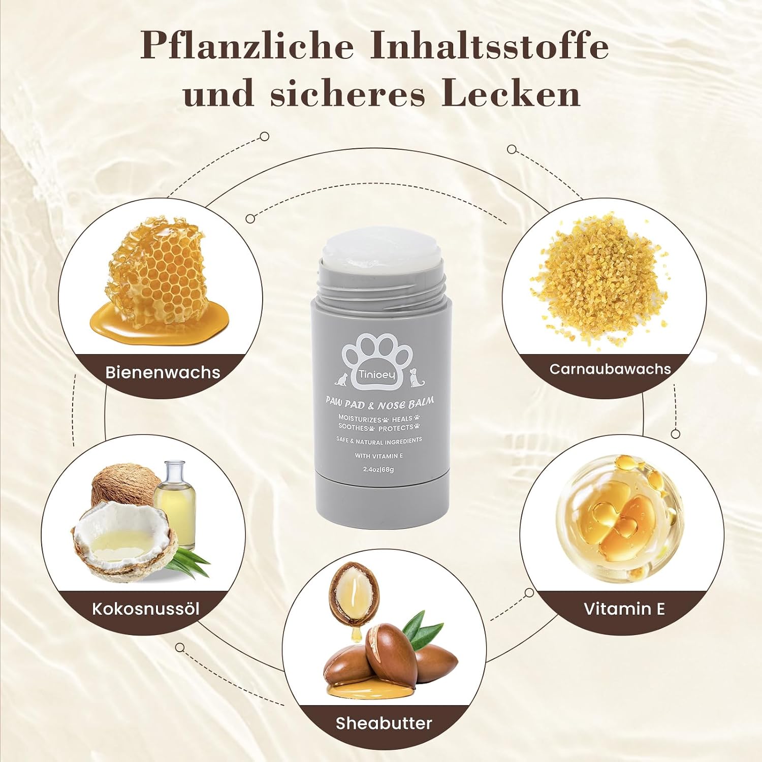 Detalle 1 de Tinioey Pfotenbalsam Hund 68g Stick