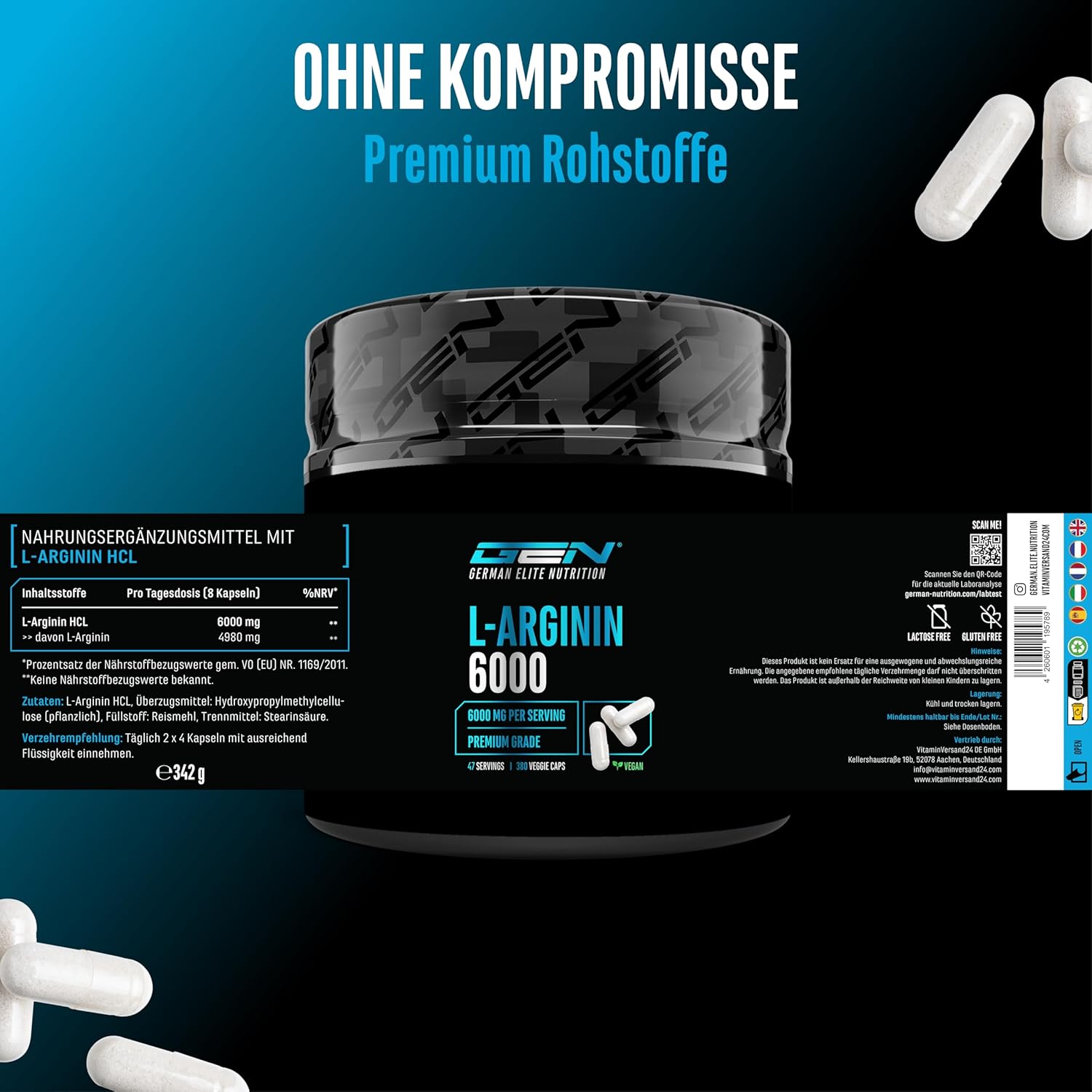 Thumbnail 4 de German Elite Nutrition L Arginin Kapseln 6000 mg
