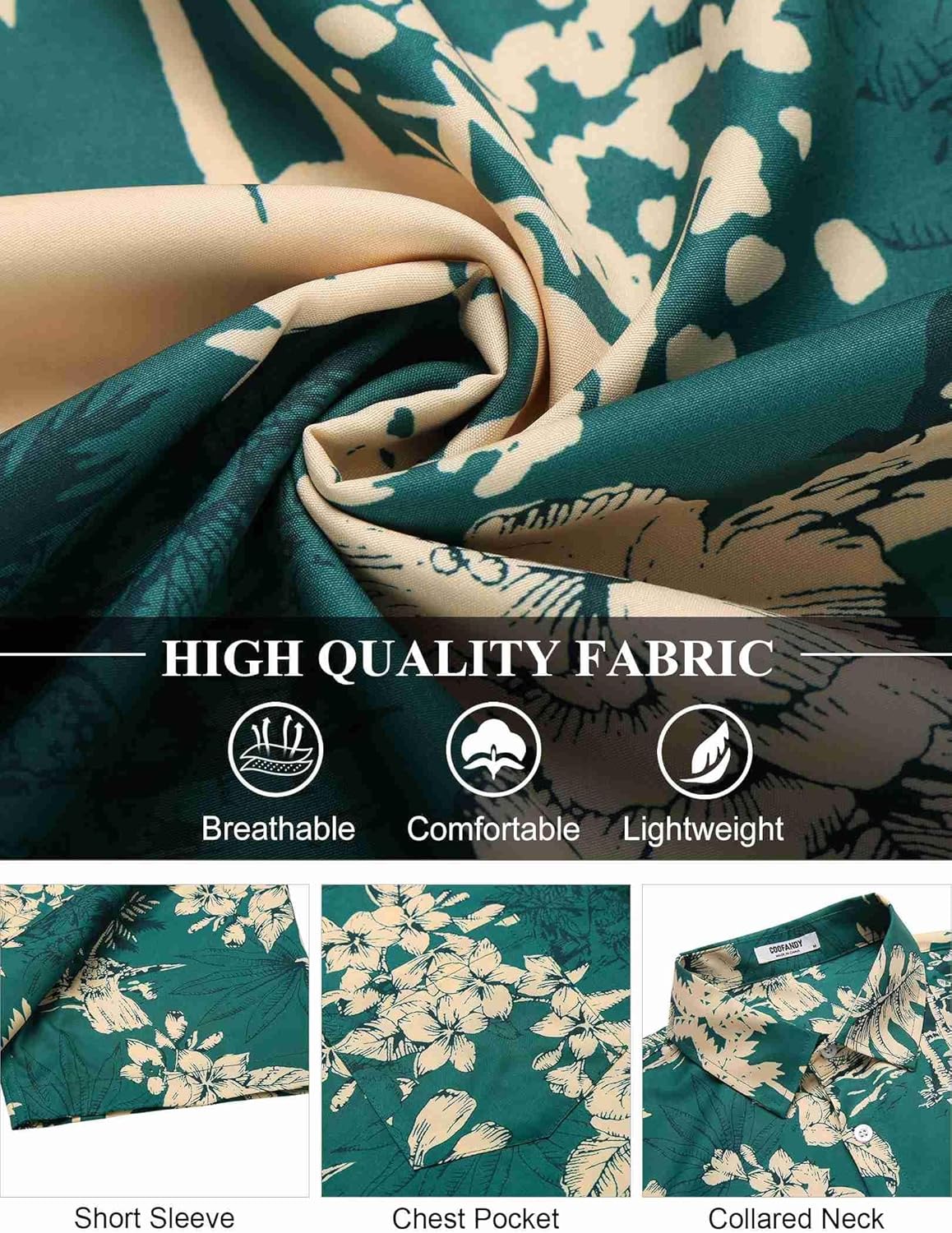 Thumbnail 5 de COOFANDY Men’s Hawaiian Shirt Short Sleeve