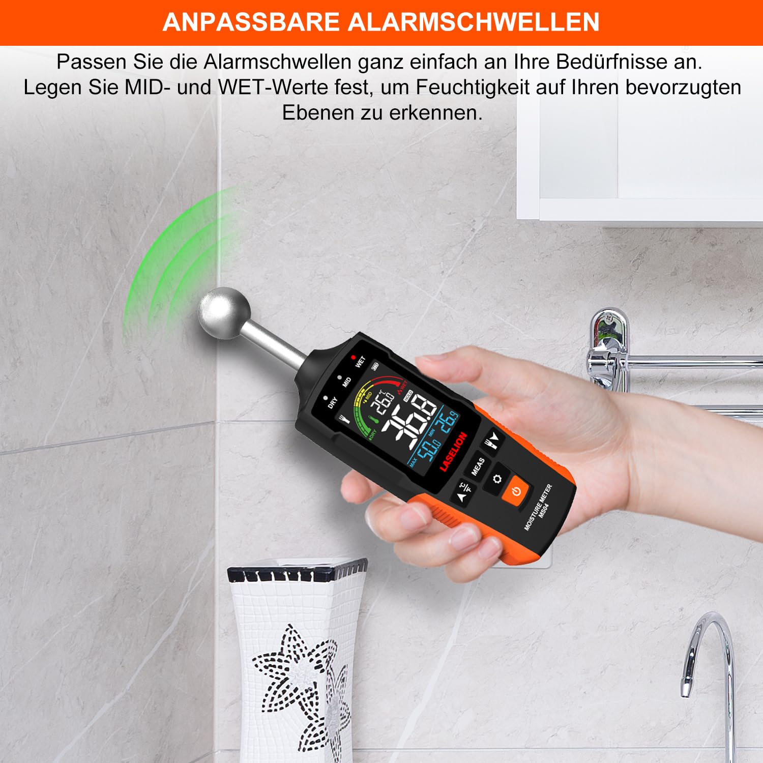 Detalle de LASELION MS04 Feuchtigkeitsmessgerät 5–40 mm 📏