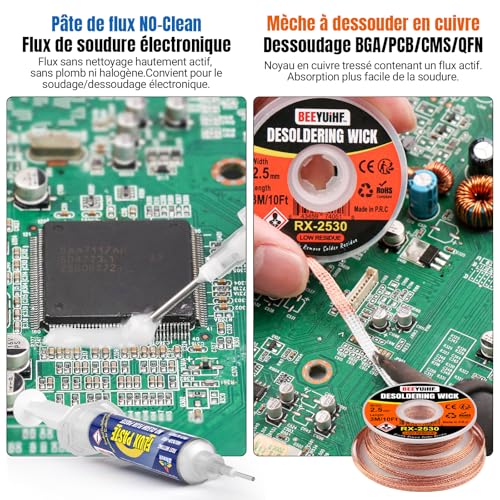 Detalle de BEEYUIHF kit de dessoudage avec flux 10 mL et tresse cuivre 2,5 mm