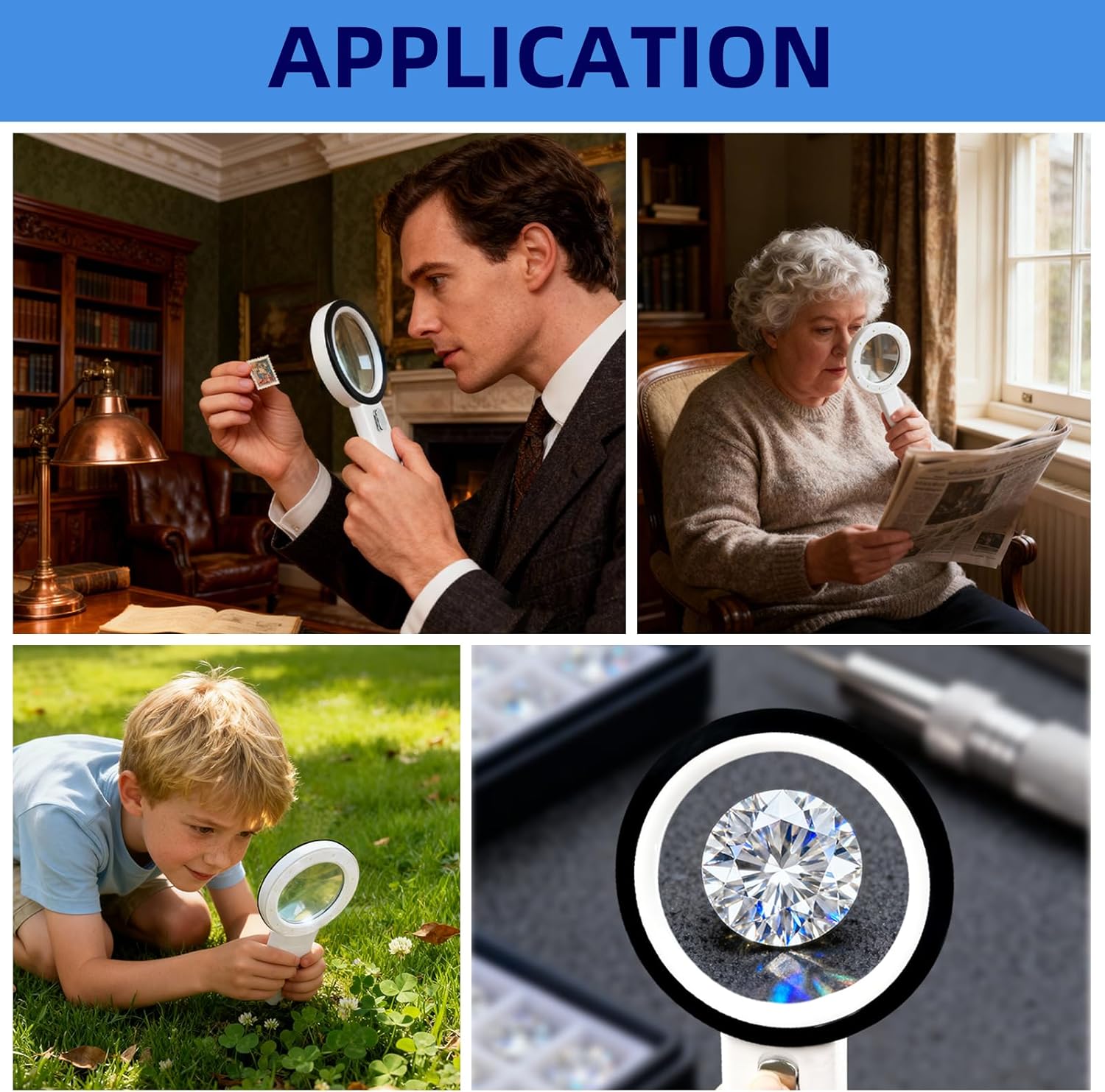 Thumbnail 4 de Zeeorymn Magnifying Glass with Lights 12 LED — Ultra-Clear Double-Glass Lens, 30x Handheld