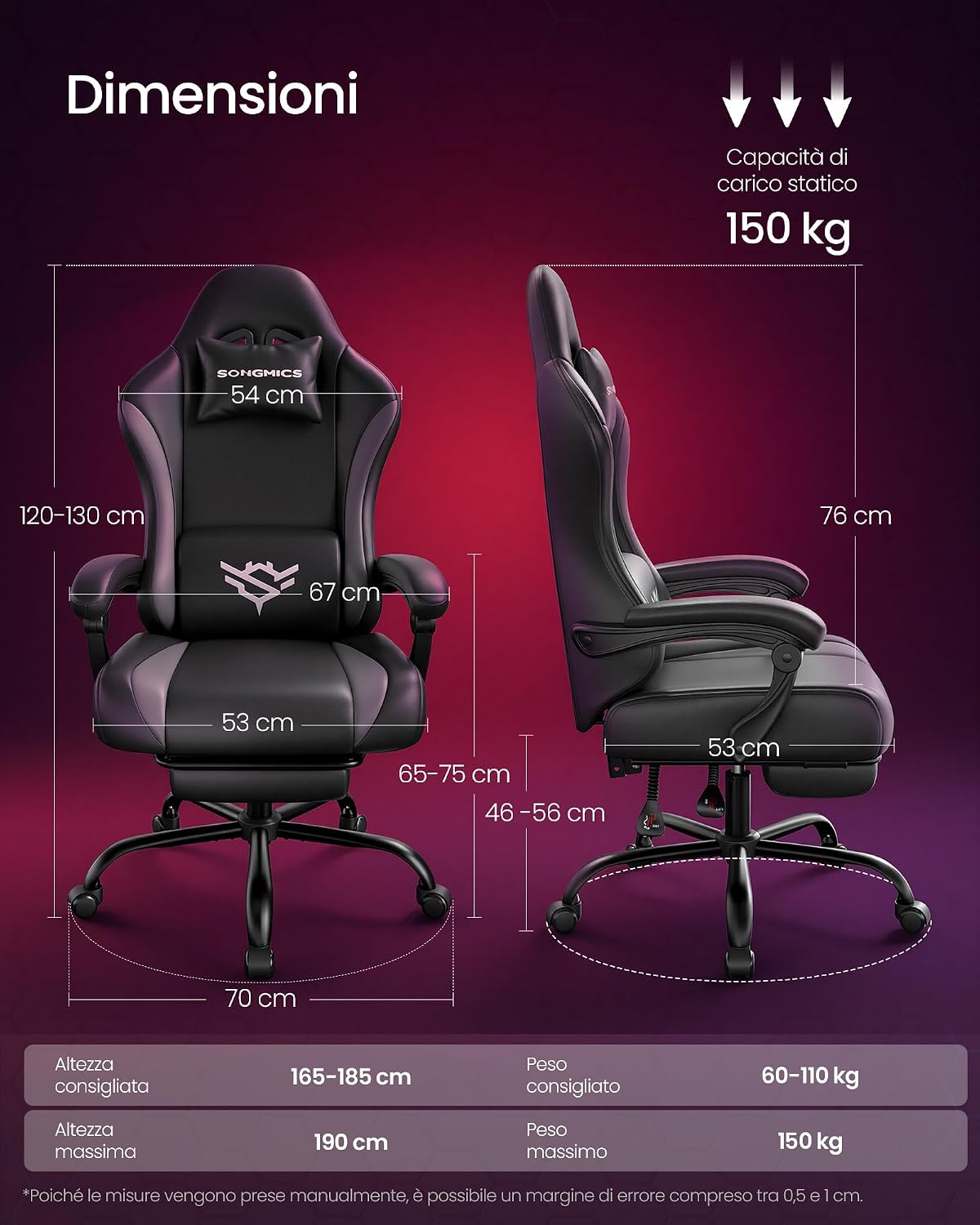 Thumbnail 1 de Sedia da Gaming in Pelle PU SONGMICS Cathy: ergonomia e comfort con poggiapiedi e supporto lombare