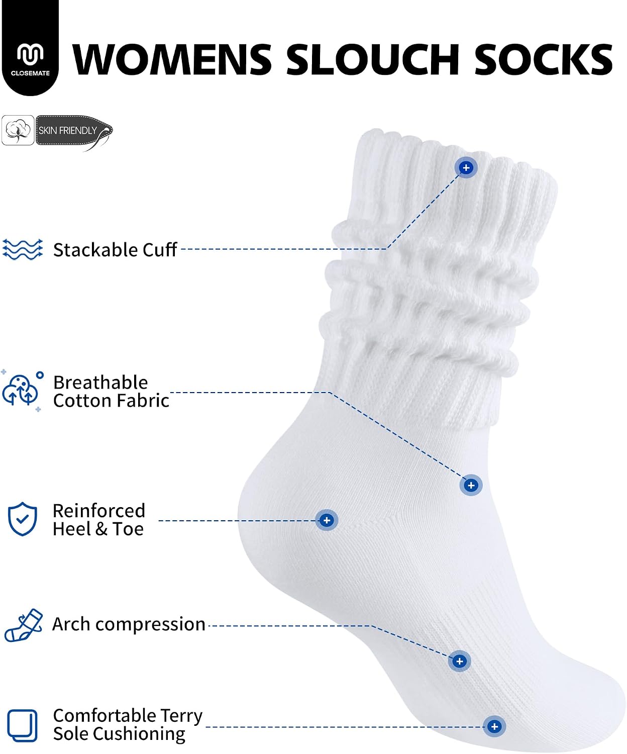 Detalle 2 de CLOSEMATE 3 paires Chaussettes Femme 35-42