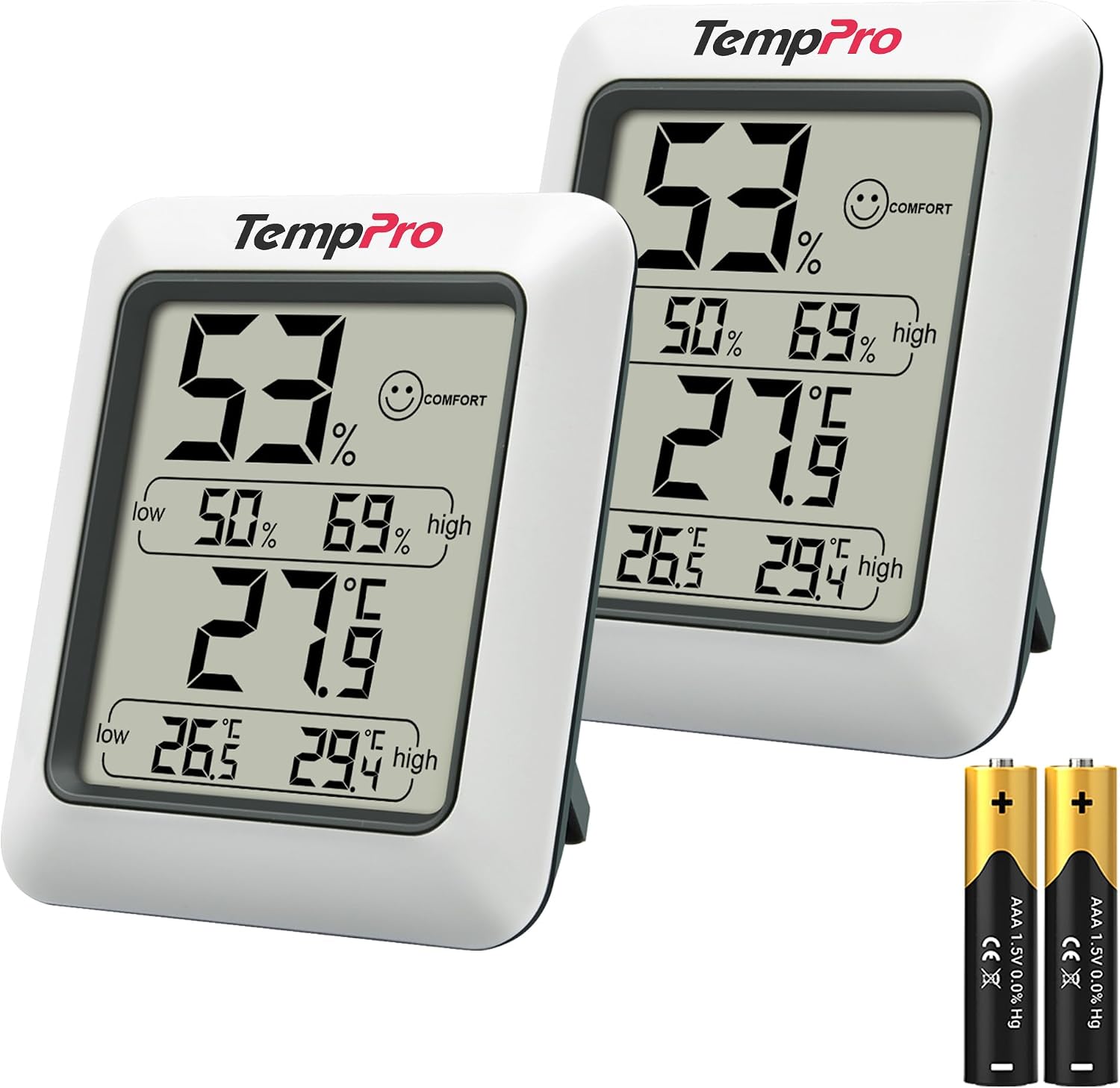 Detalle de ThermoPro TP50: Digitale Hygrometer-Doppelpack für innen – Feuchte- und Temperaturüberwachung mit hoher Präzision