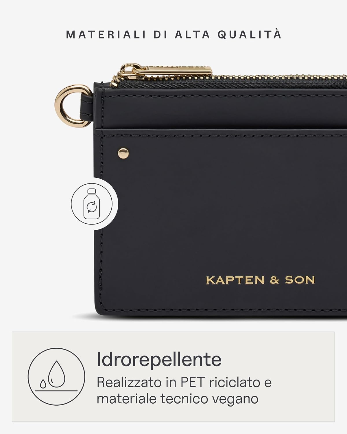 Detalle 2 de Kapten & Son portacarte Card Holder All Black nero: stile sobrio e funzionalità a portata di mano