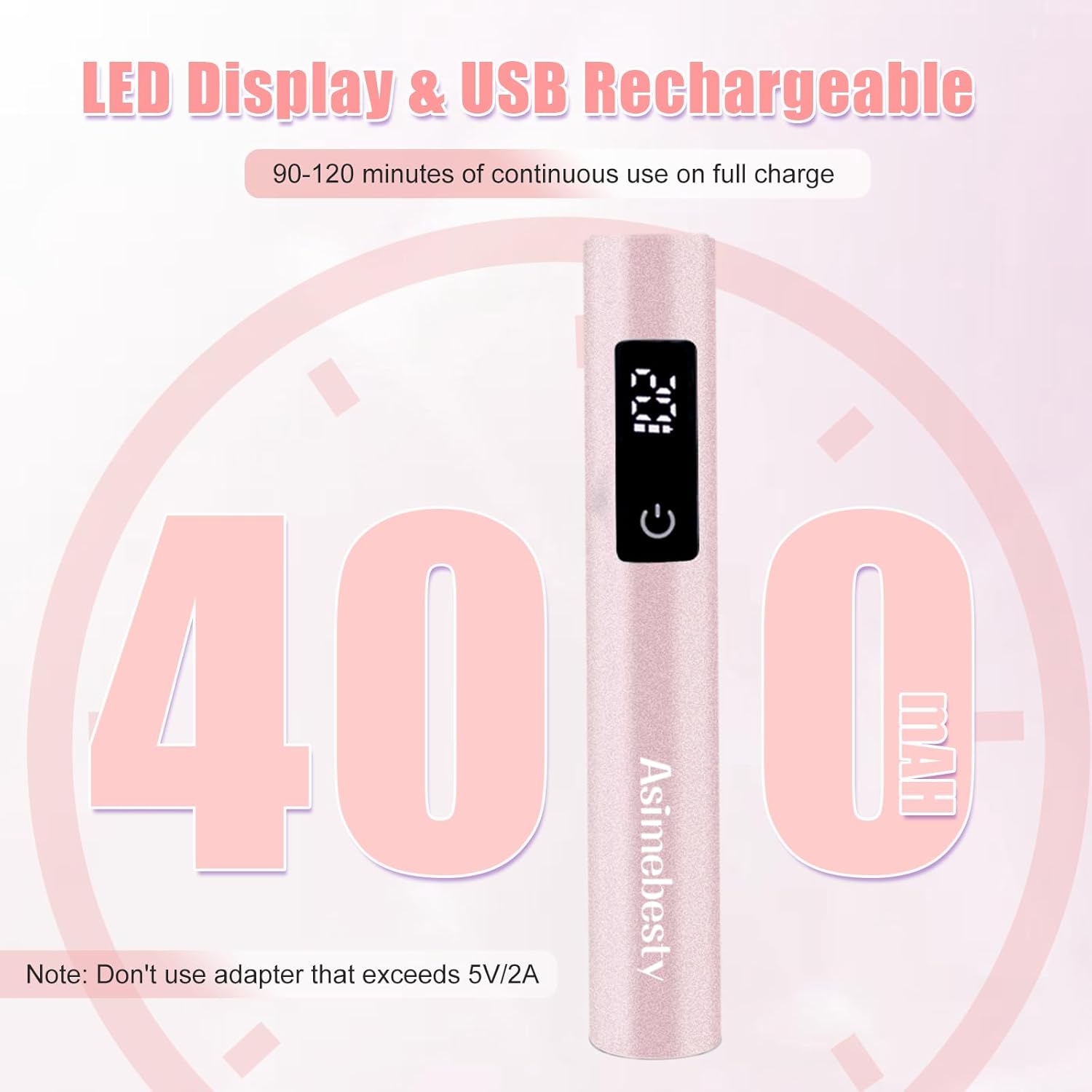 Thumbnail 5 de Asimebesty Lampe UV ongles gel mini portable LED rechargeable 3W (395 nm) avec support