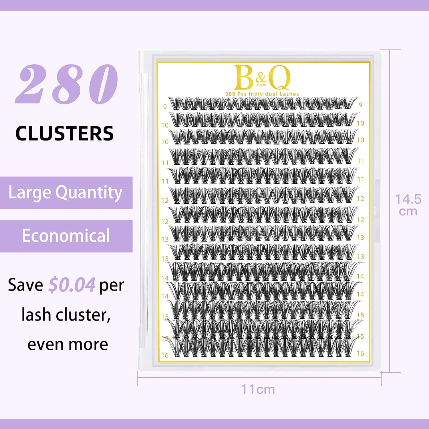 Thumbnail 2 de B&Q Lash Clusters 280PCS Natural Eyelash Clusters (40D, D 9–16mm) for DIY Lash Extensions